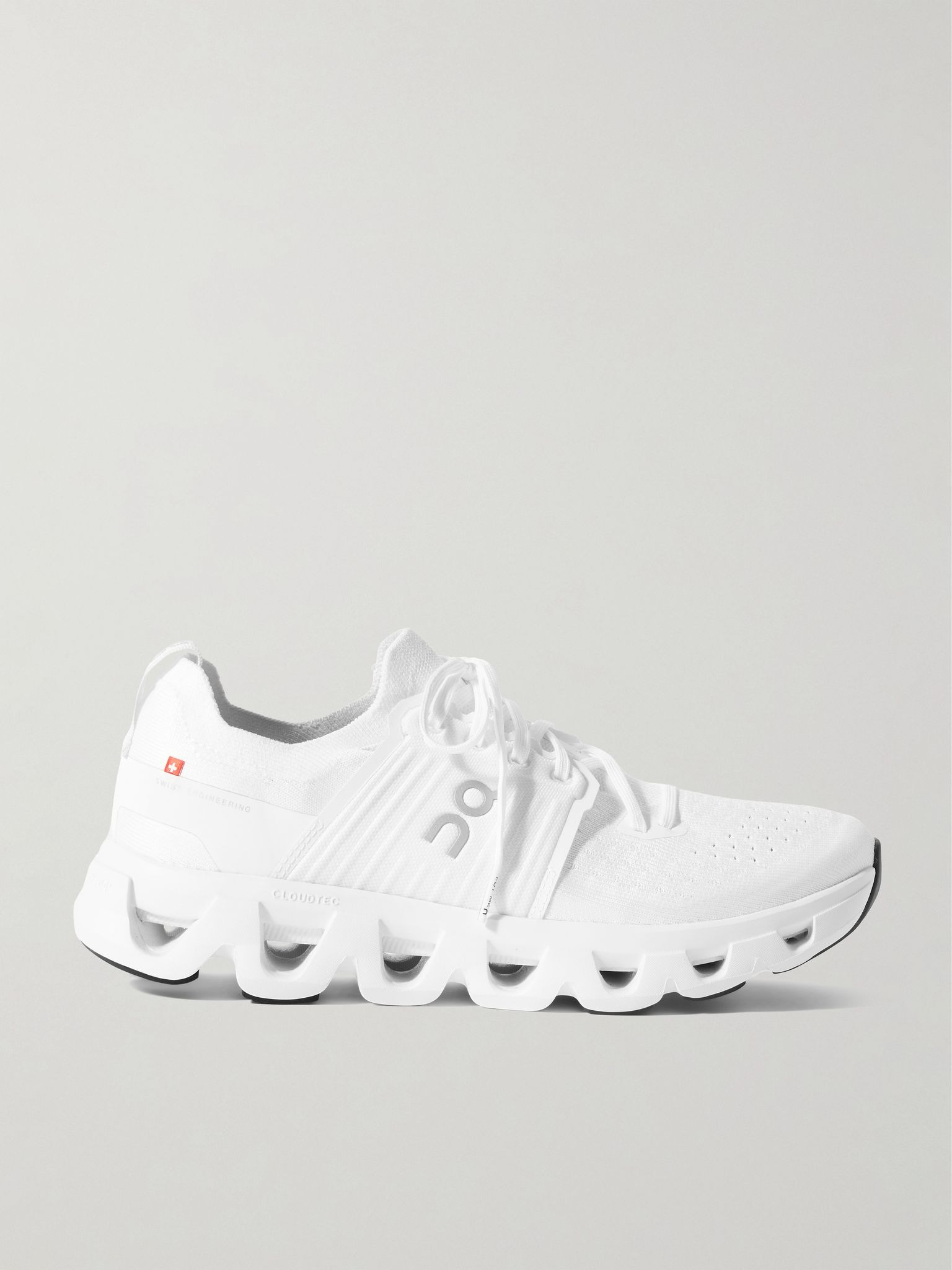 Cloudswift 4 Rubber-Trimmed Stretch-Knit Running Sneakers White - 1