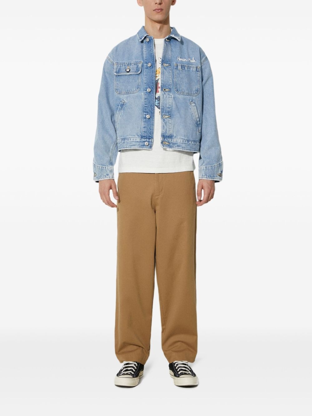 embroidered denim jacket - 1