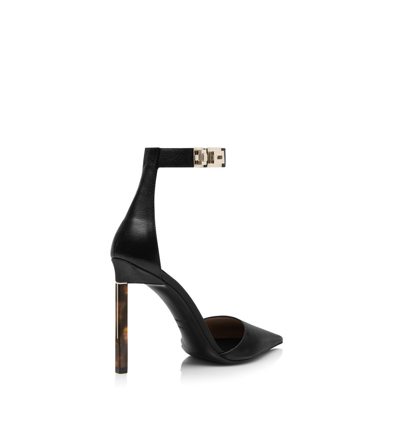 SUPPLE GRAIN LEATHER T LATCH ANKLE STRAP PUMP 7