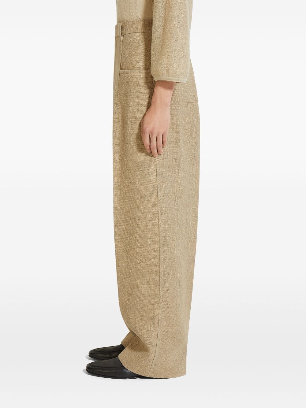 mélange linen trousers - 4
