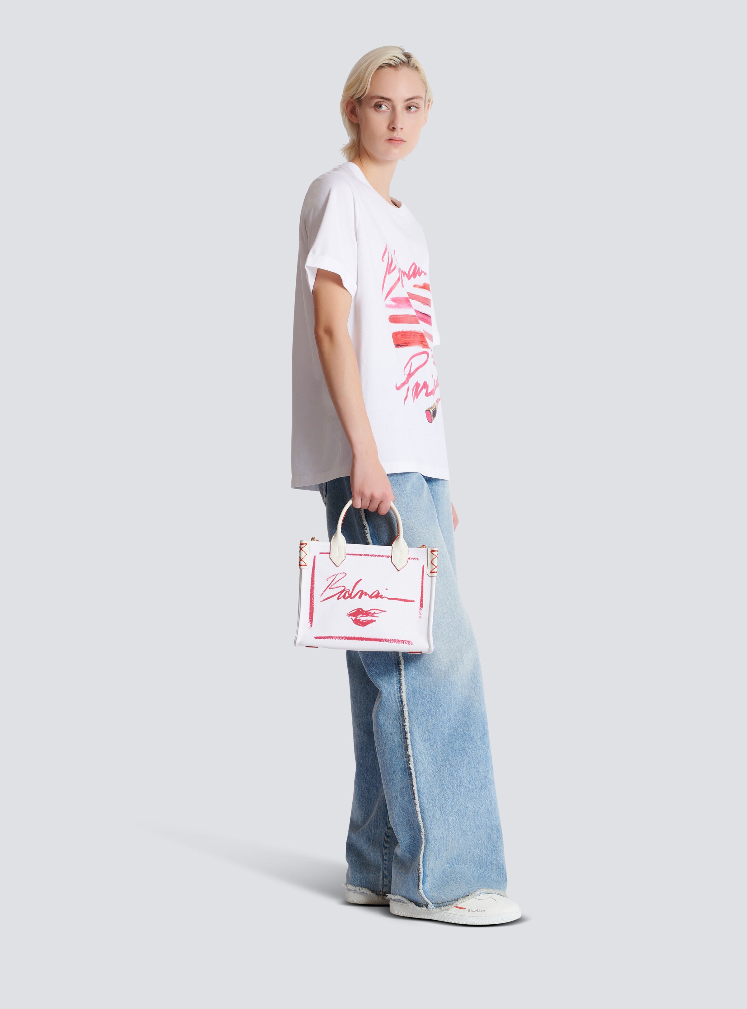Small B-Army tote bag with Balmain Lipstick print - 2