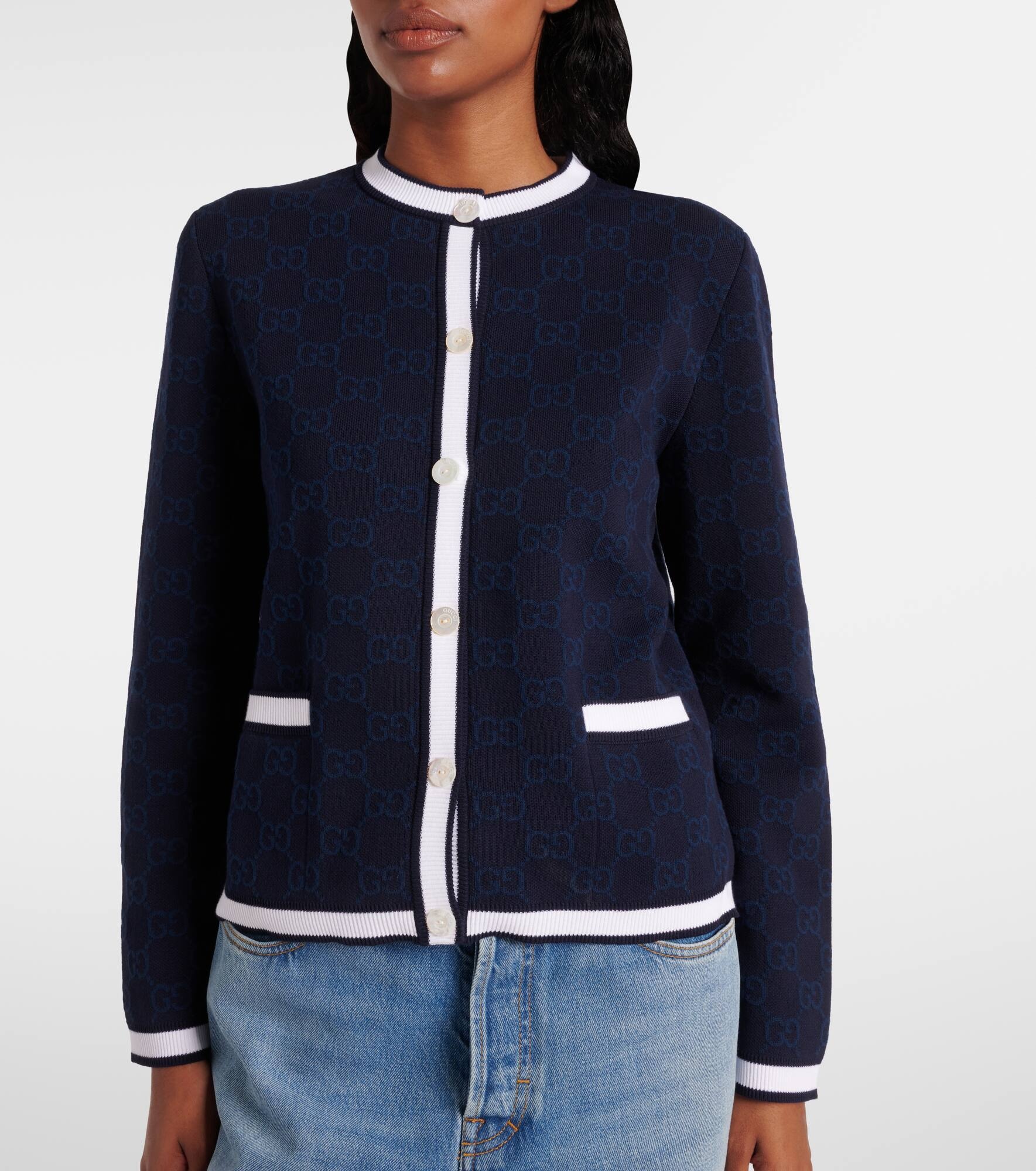 GG cotton intarsia cardigan - 6
