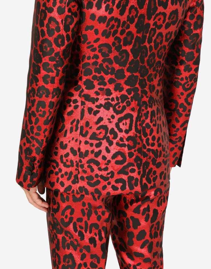 Double-breasted Sicilia-fit suit in leopard-print lamé jacquard - 10