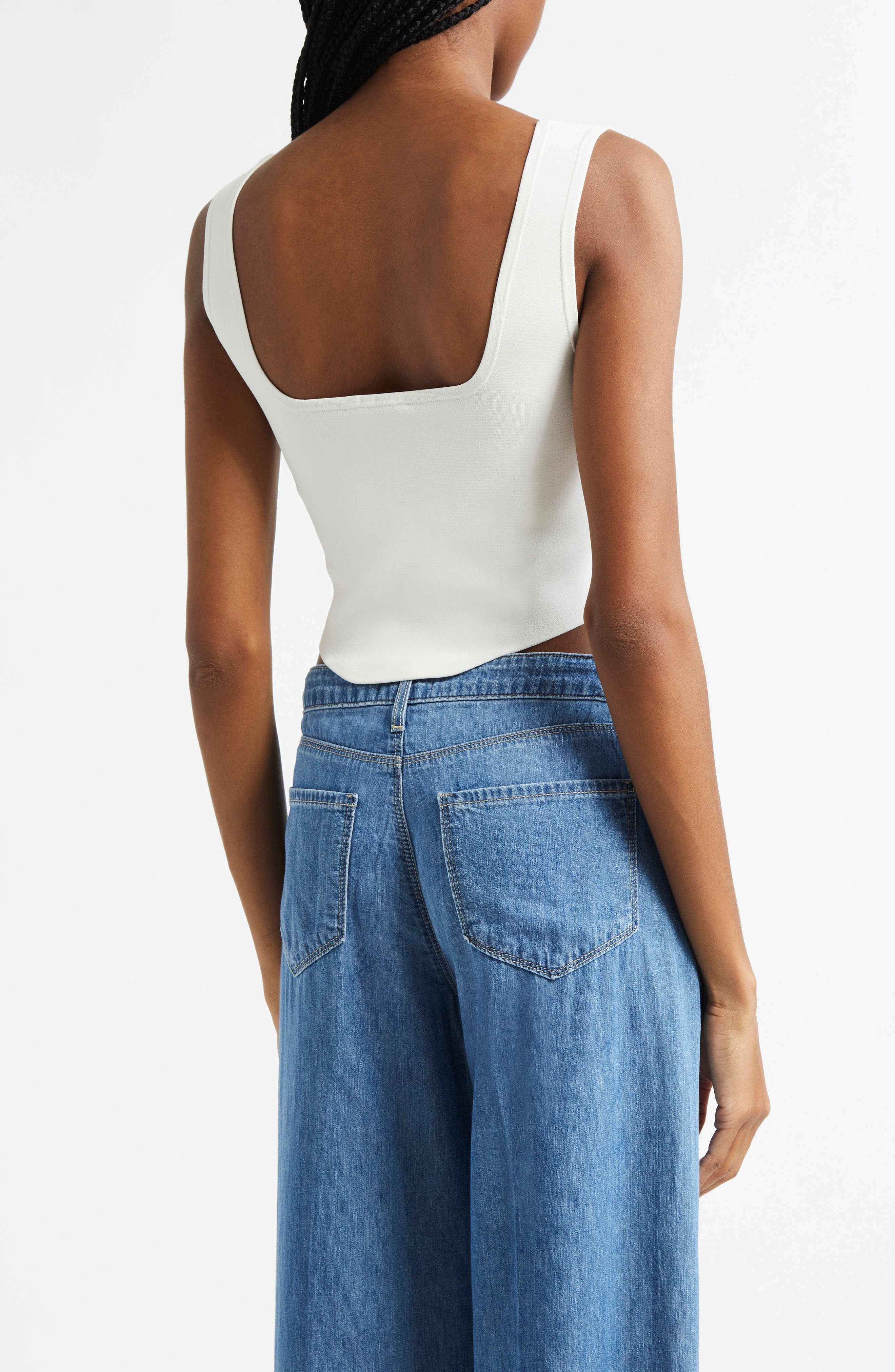 L'AGENCE Saga Square Neck Tank in Ivory/Gold at Nordstrom - 2