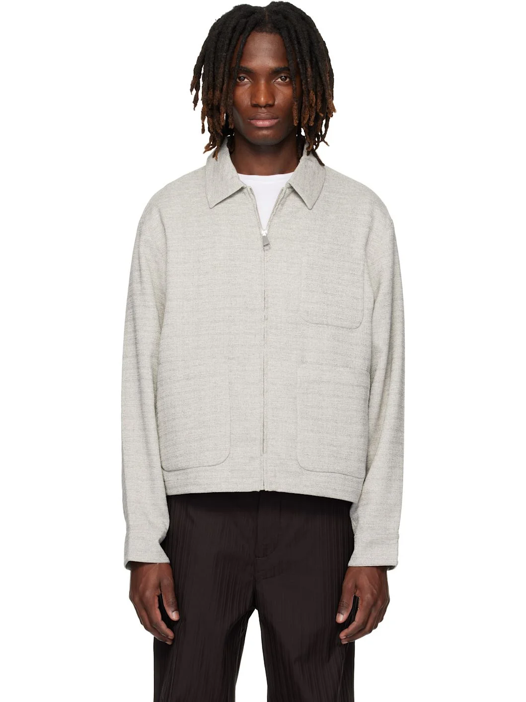 Gray Short Textured Jacket - 1