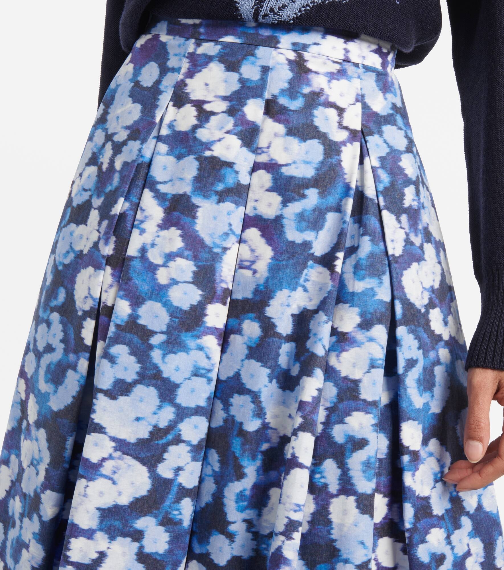 Floral pleated cotton midi skirt - 4