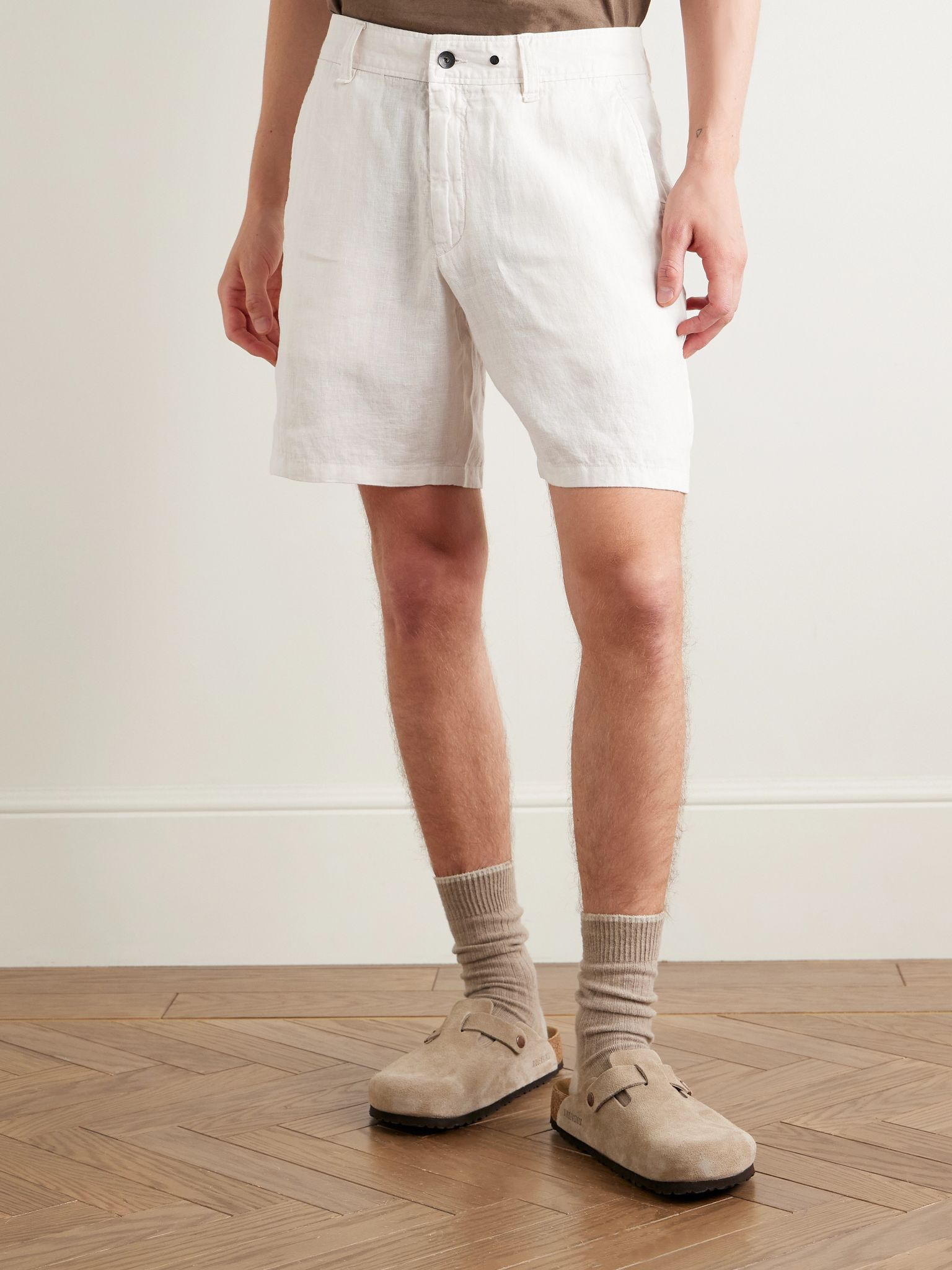 Haydon Straight-Leg Linen Shorts Ecru - 3