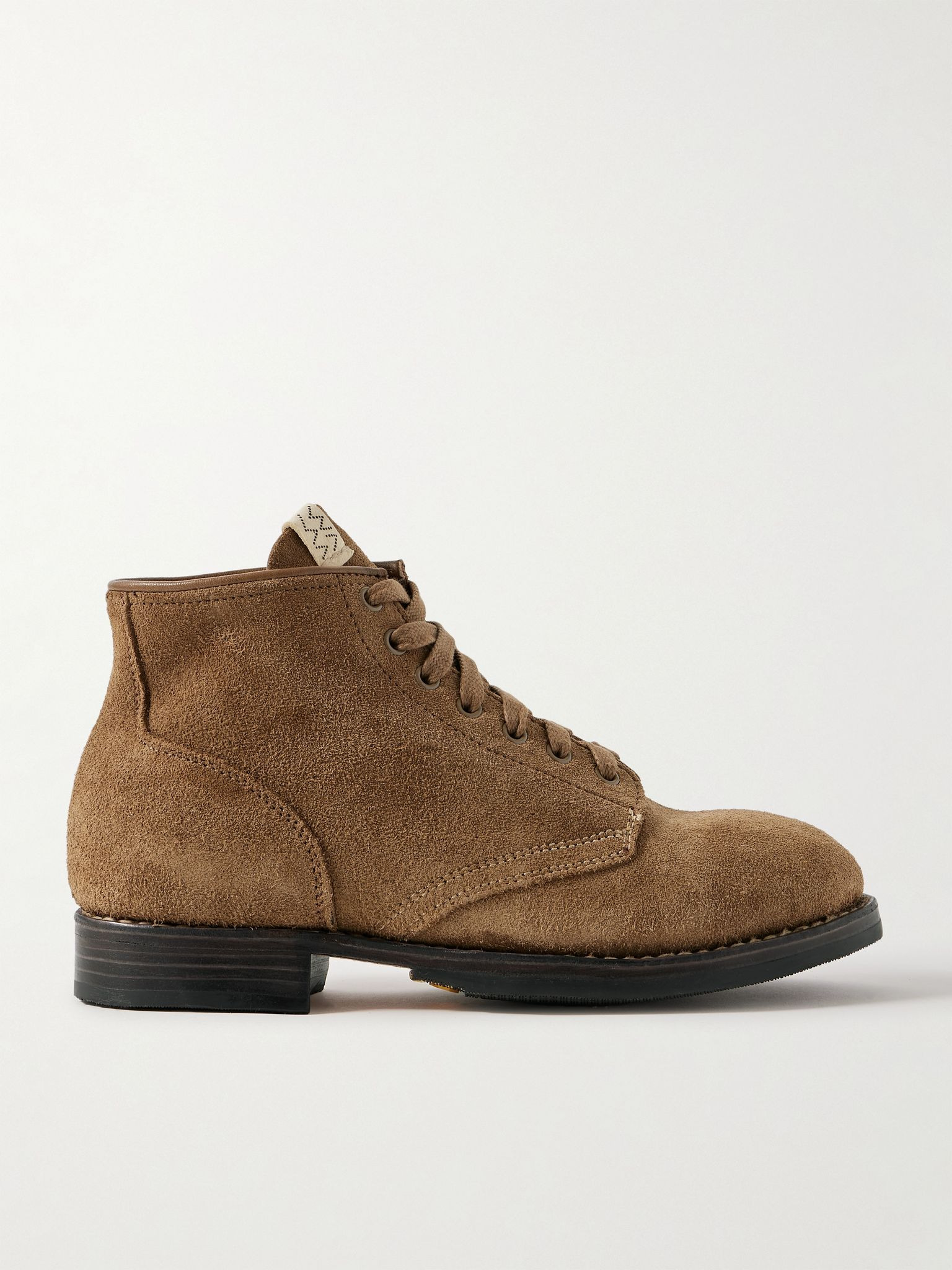 Brigadier-Folk Leather-Trimmed Suede Boots Dark brown - 1
