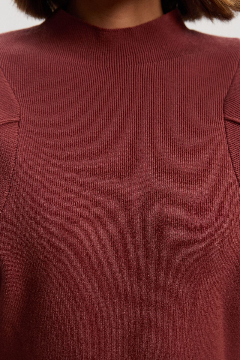 Wool Look Rounded Sleeve Knit Midi Dress 3