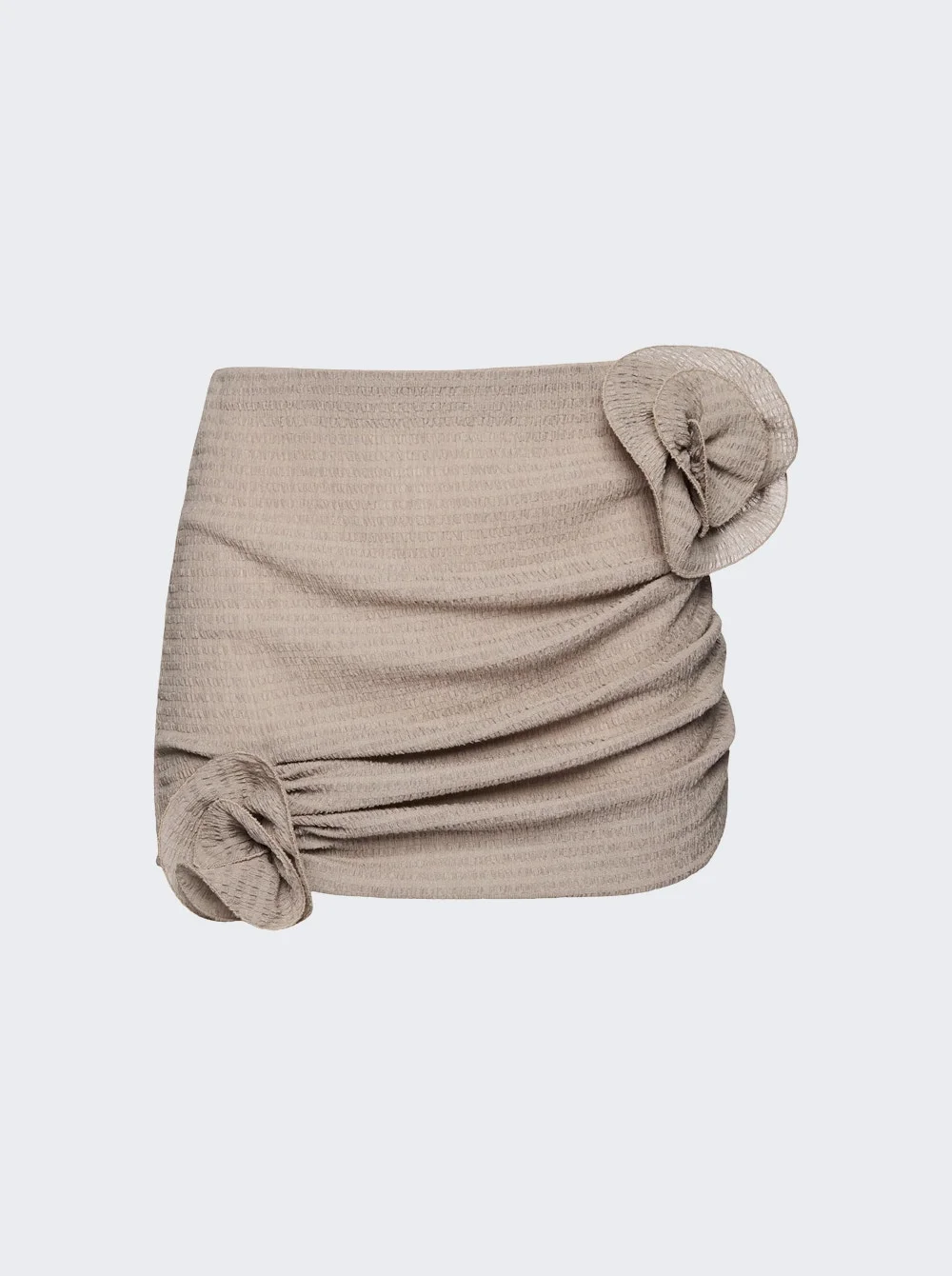 Floral Applique Mini Skirt Brown - 1