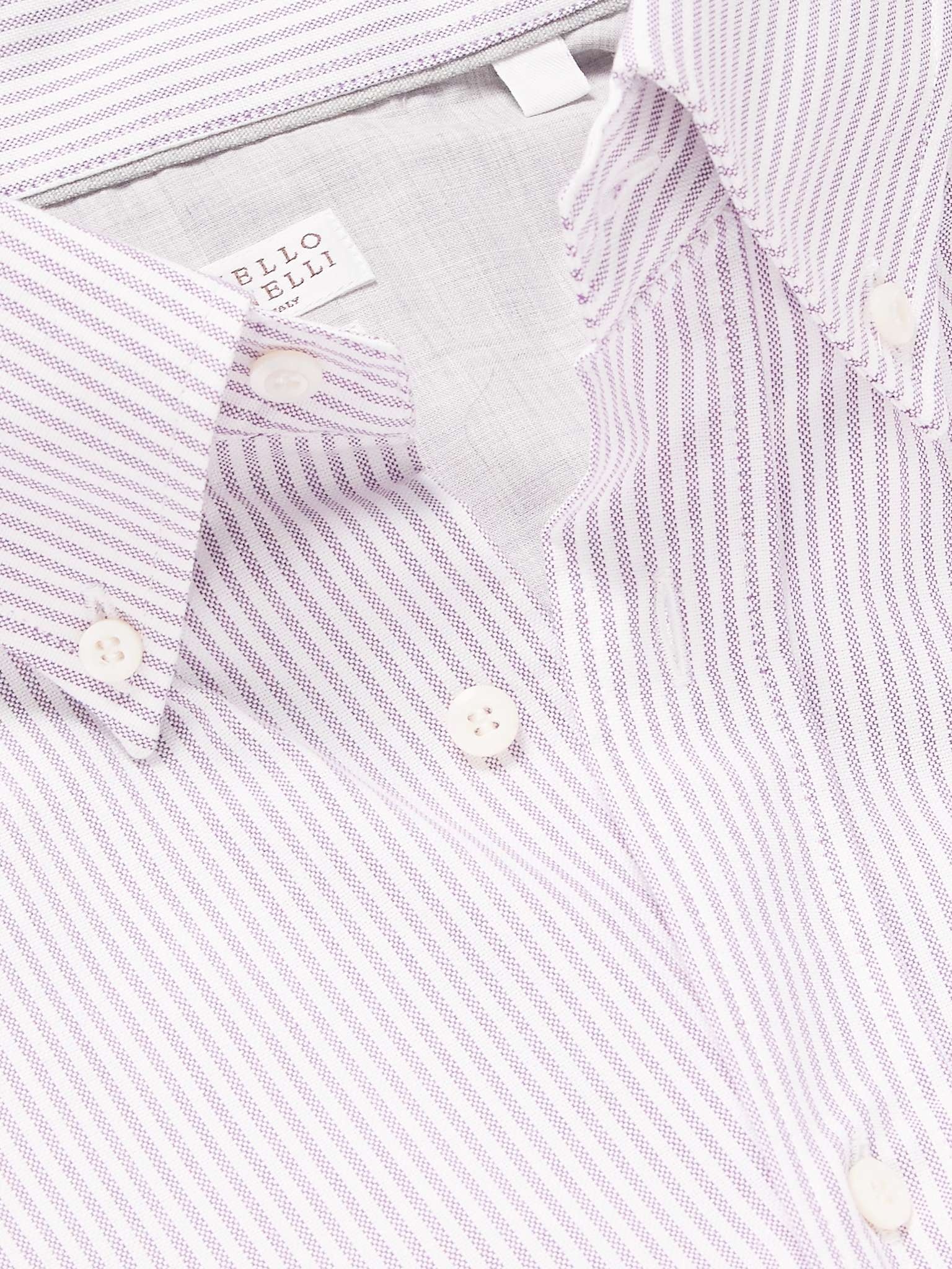 Button-Down Collar Striped Cotton Oxford Shirt - 5