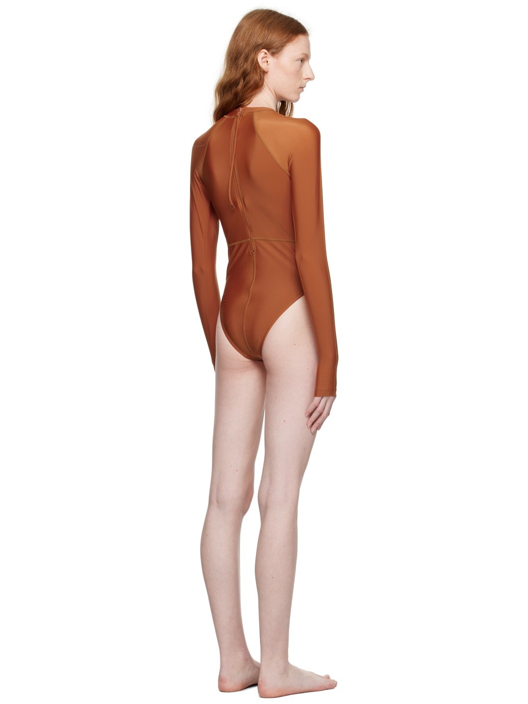 Orange High-Cut One-Piece Swimsuit - 3