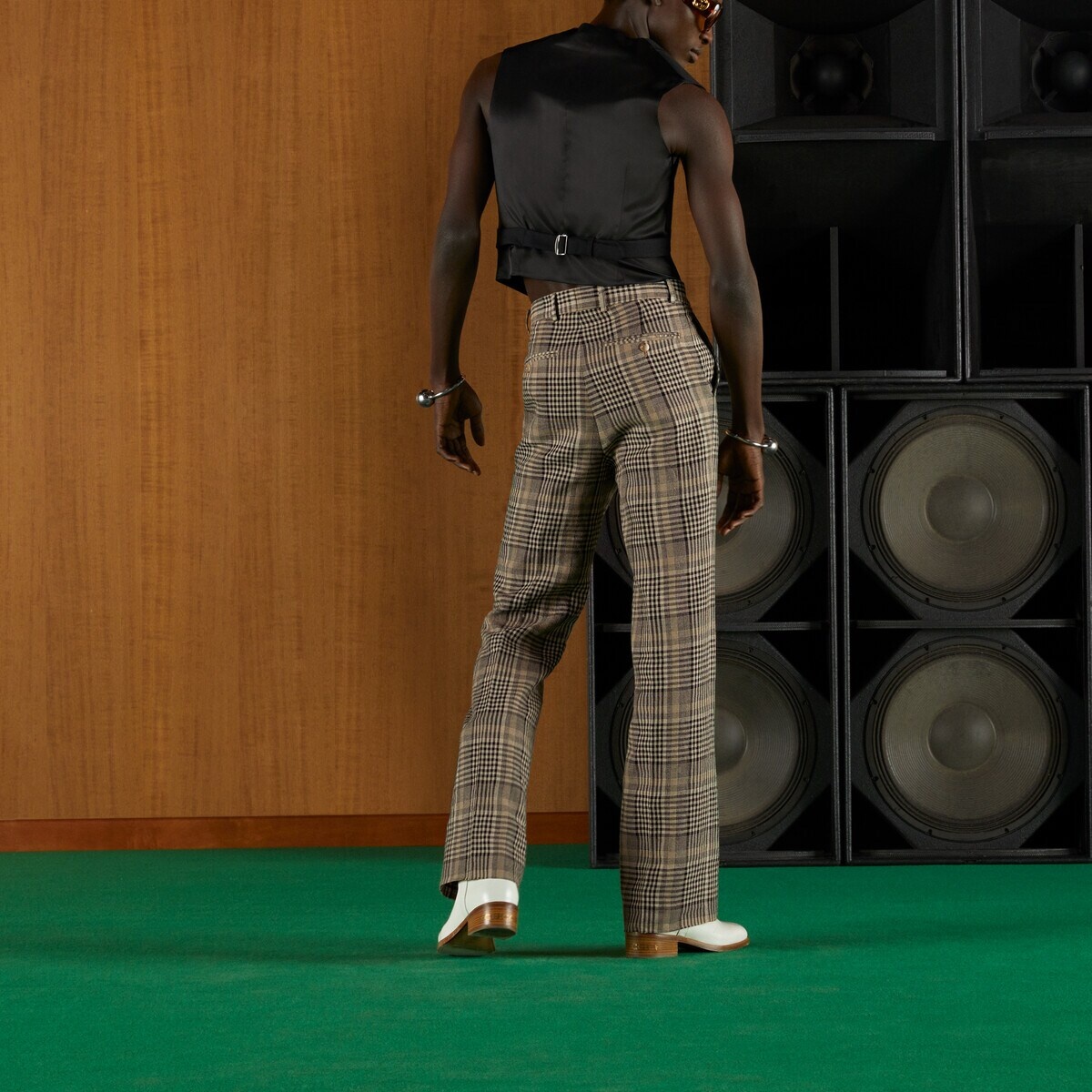 Check wool linen pant - 8