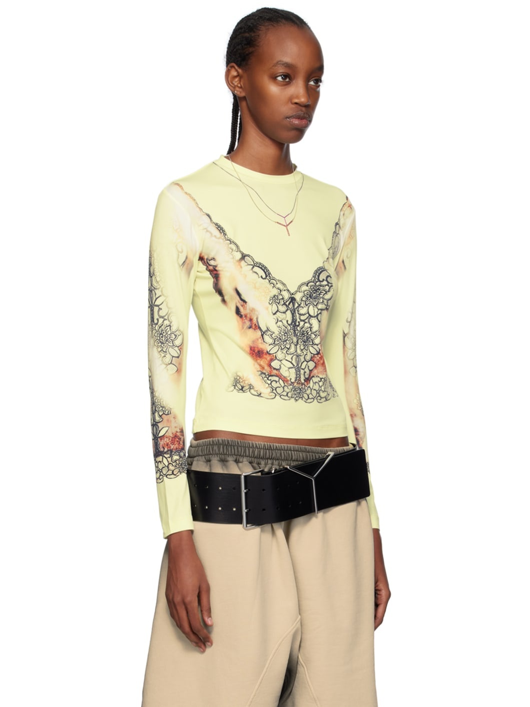 Yellow Printed Long Sleeve T-Shirt - 2