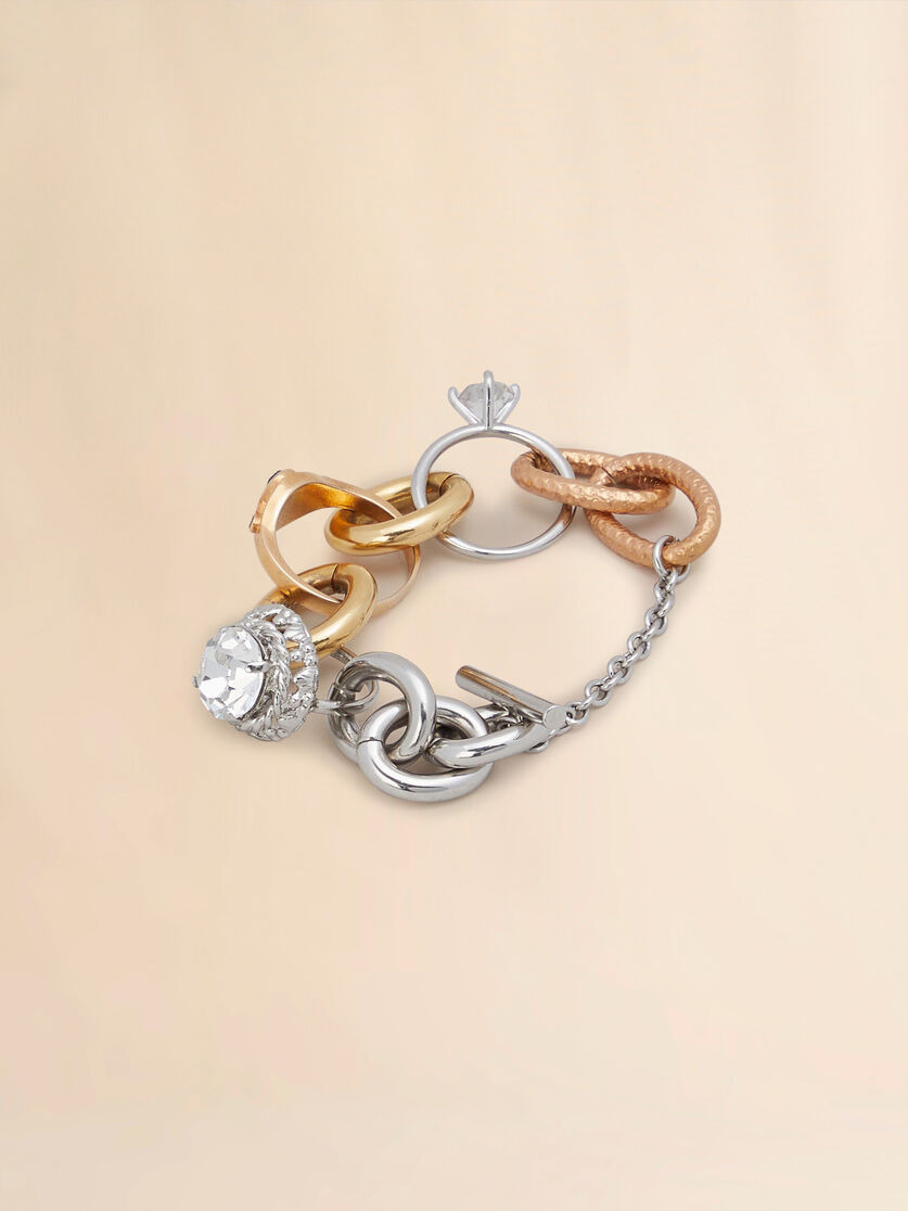 MIXED LINK CHAIN BRACELET WITH JEWELLED RINGS - 2