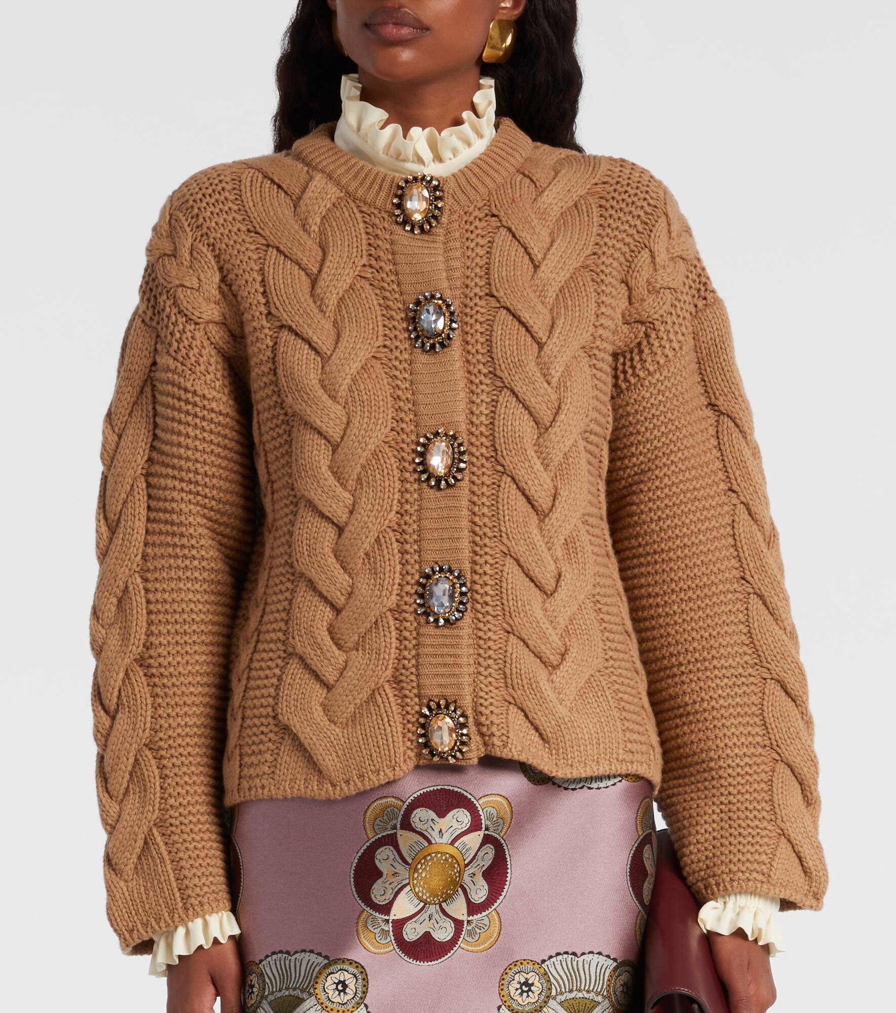 Portrait embellished cardigan - 6