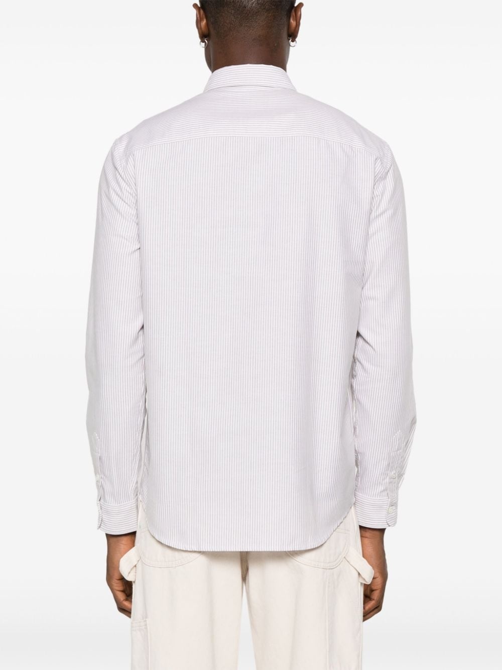 embroidered-logo striped shirt - 4