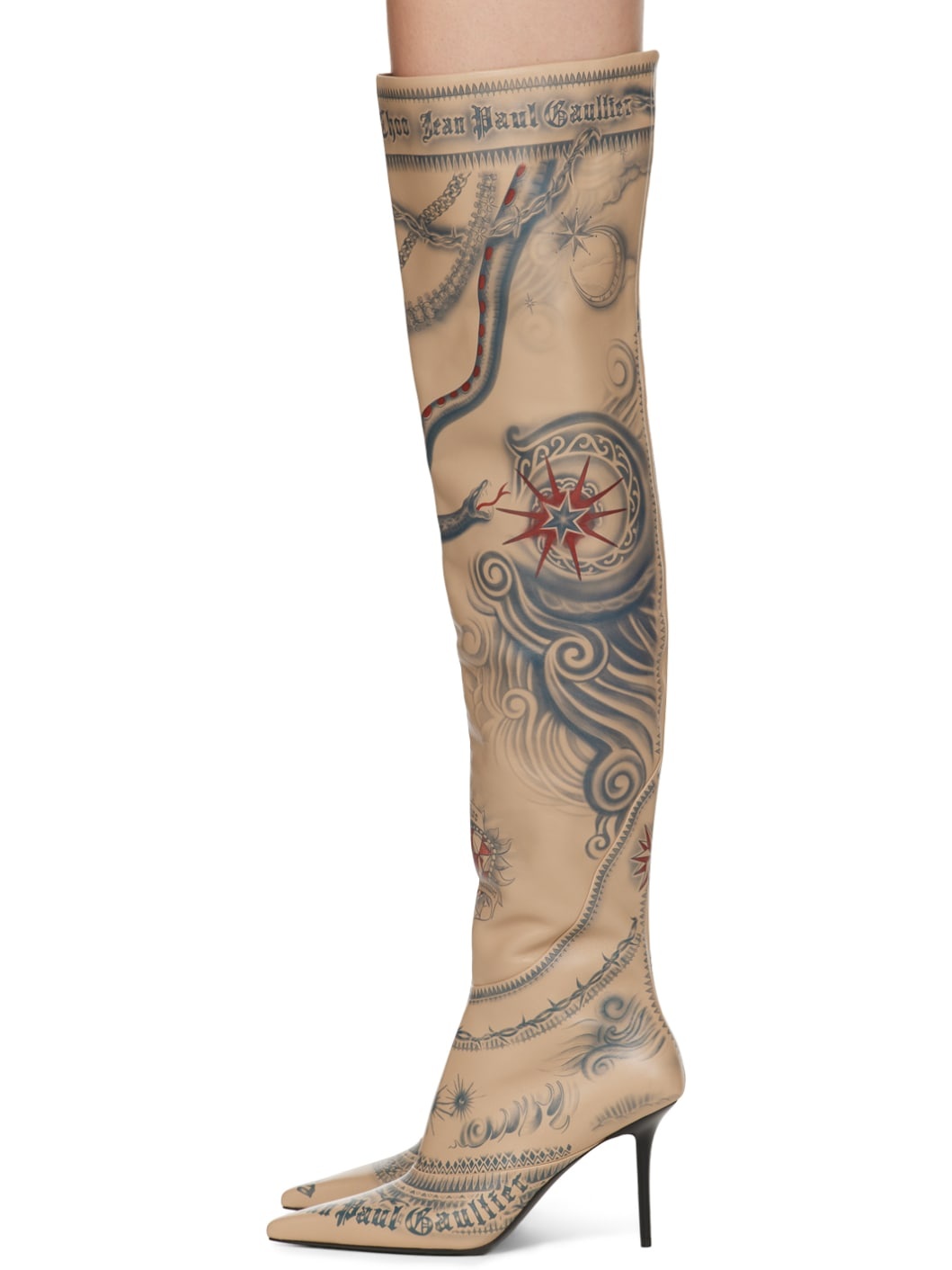 Jimmy Choo / Jean Paul Gaultier Beige Over-The-Knee Boots - 3