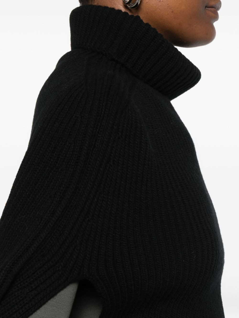 ribbed turtleneck cape - 5