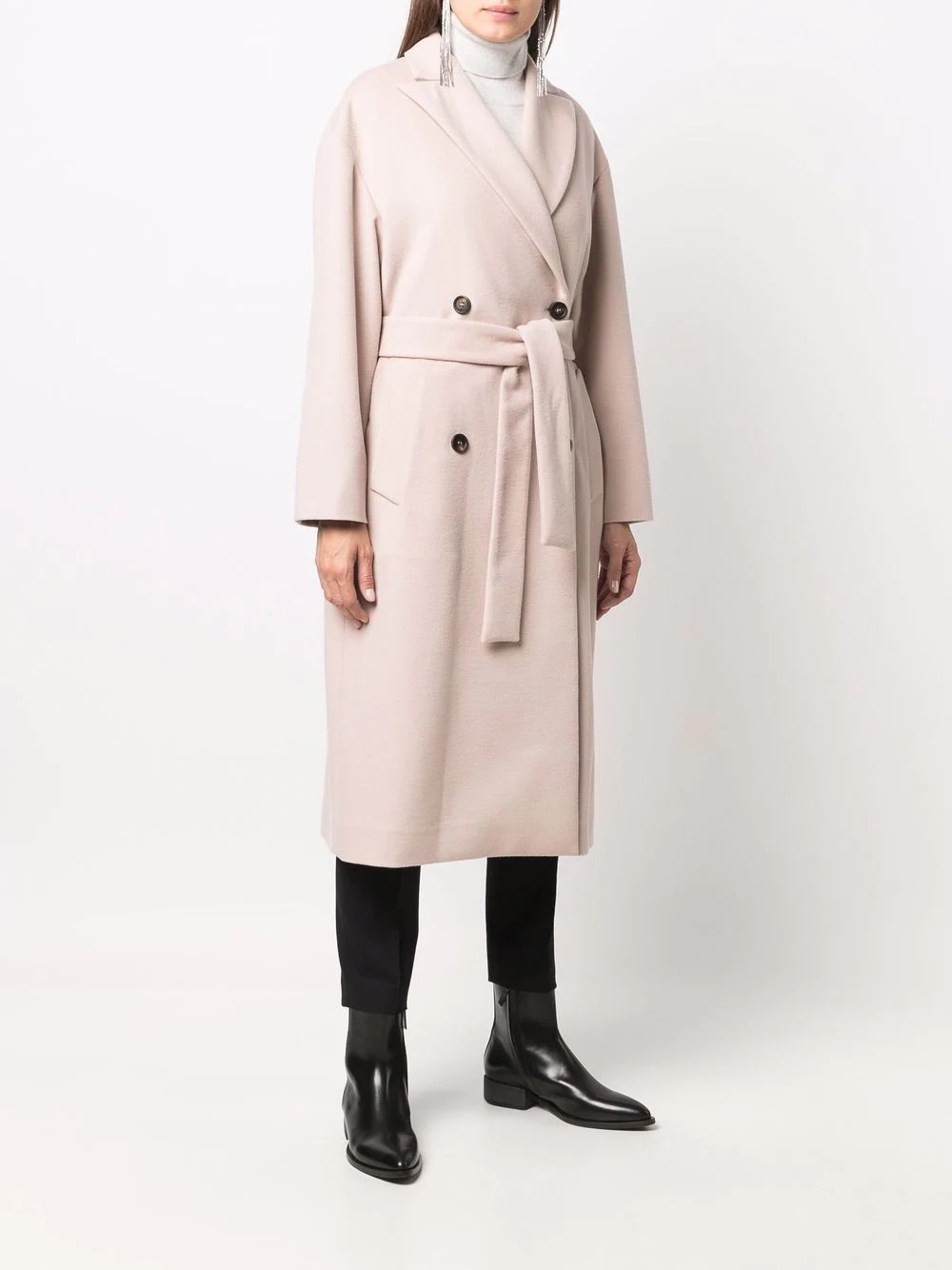 double-breasted wool-cashmere blend coat - 3