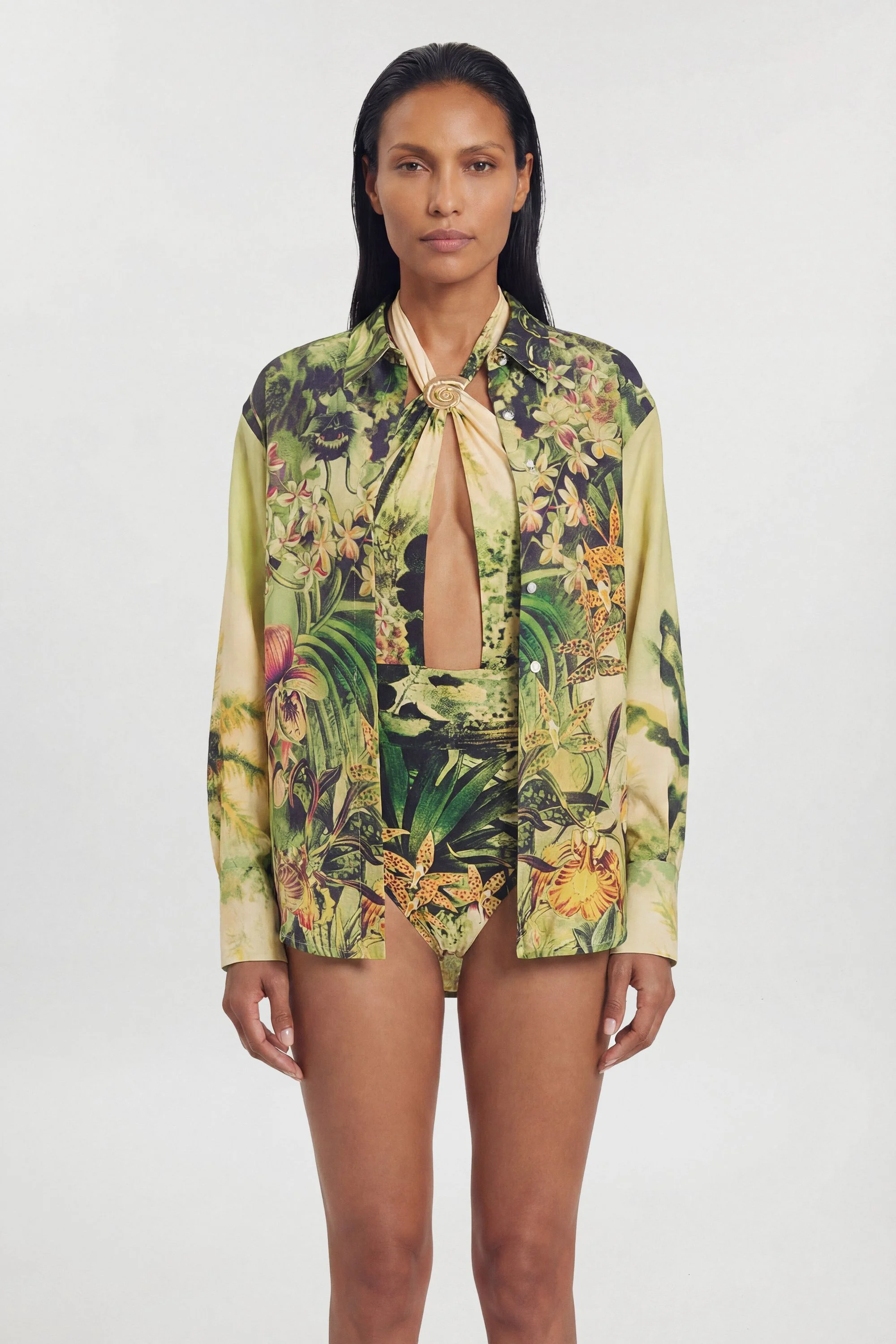 Beach Tropical Spun Viscose Cover Up Shirt - 1