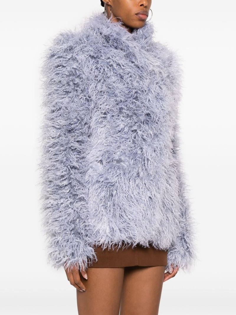 single-breasted faux-fur jacket 3