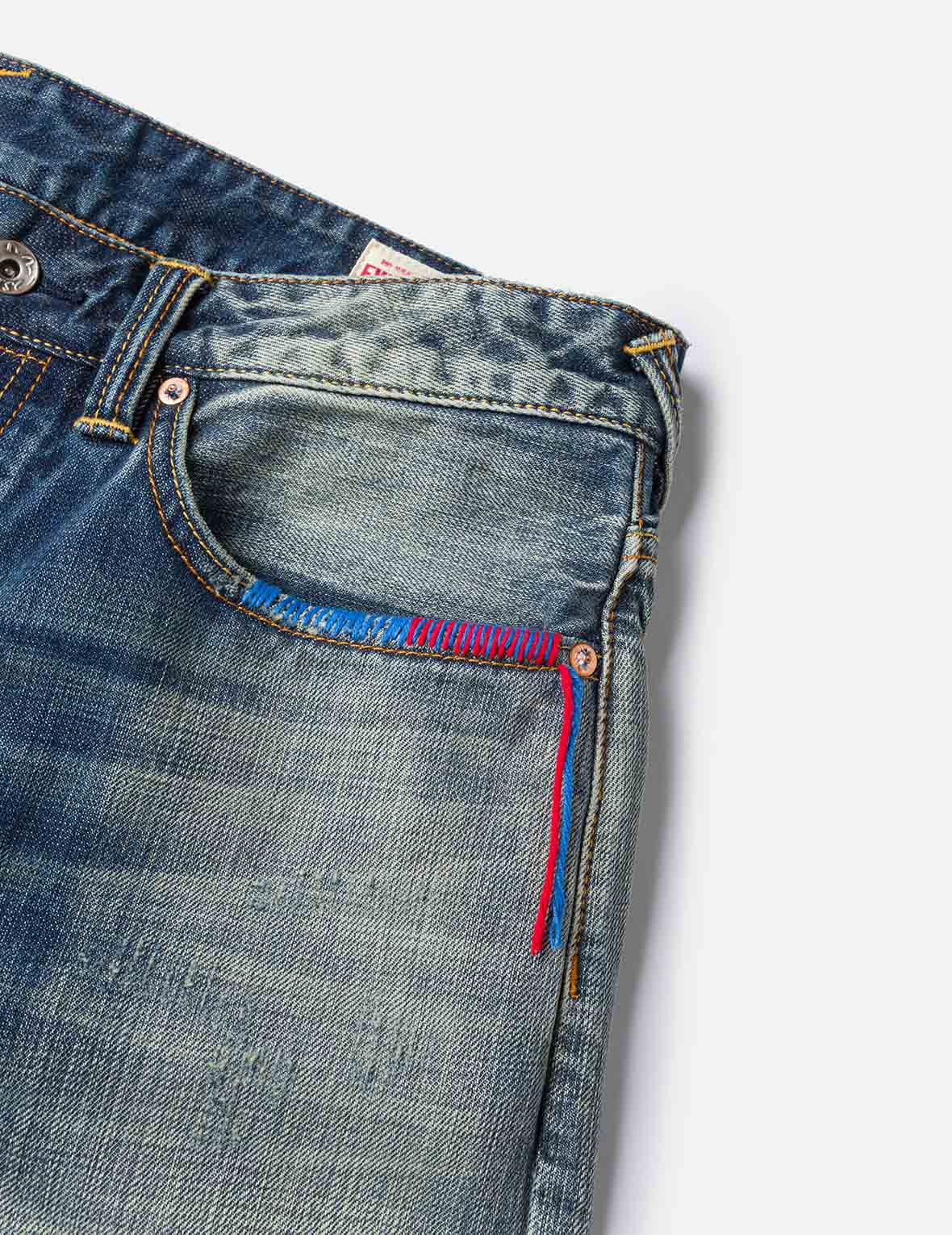 7-Pocket Design with Seagull Embroidery Washed Regular Fit Jeans #2000 - 11