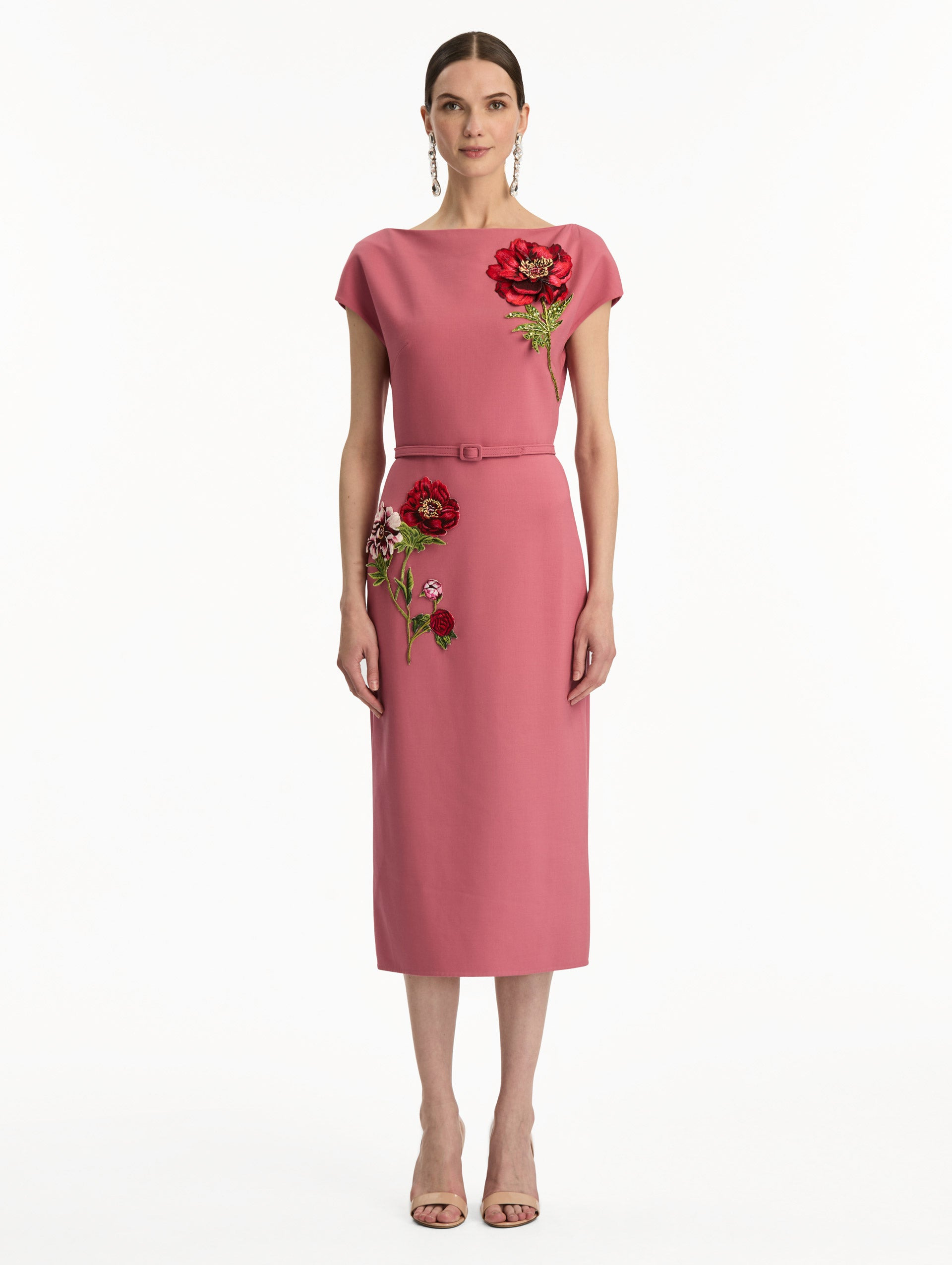 PEONY EMBROIDERED WOOL DRESS - 2