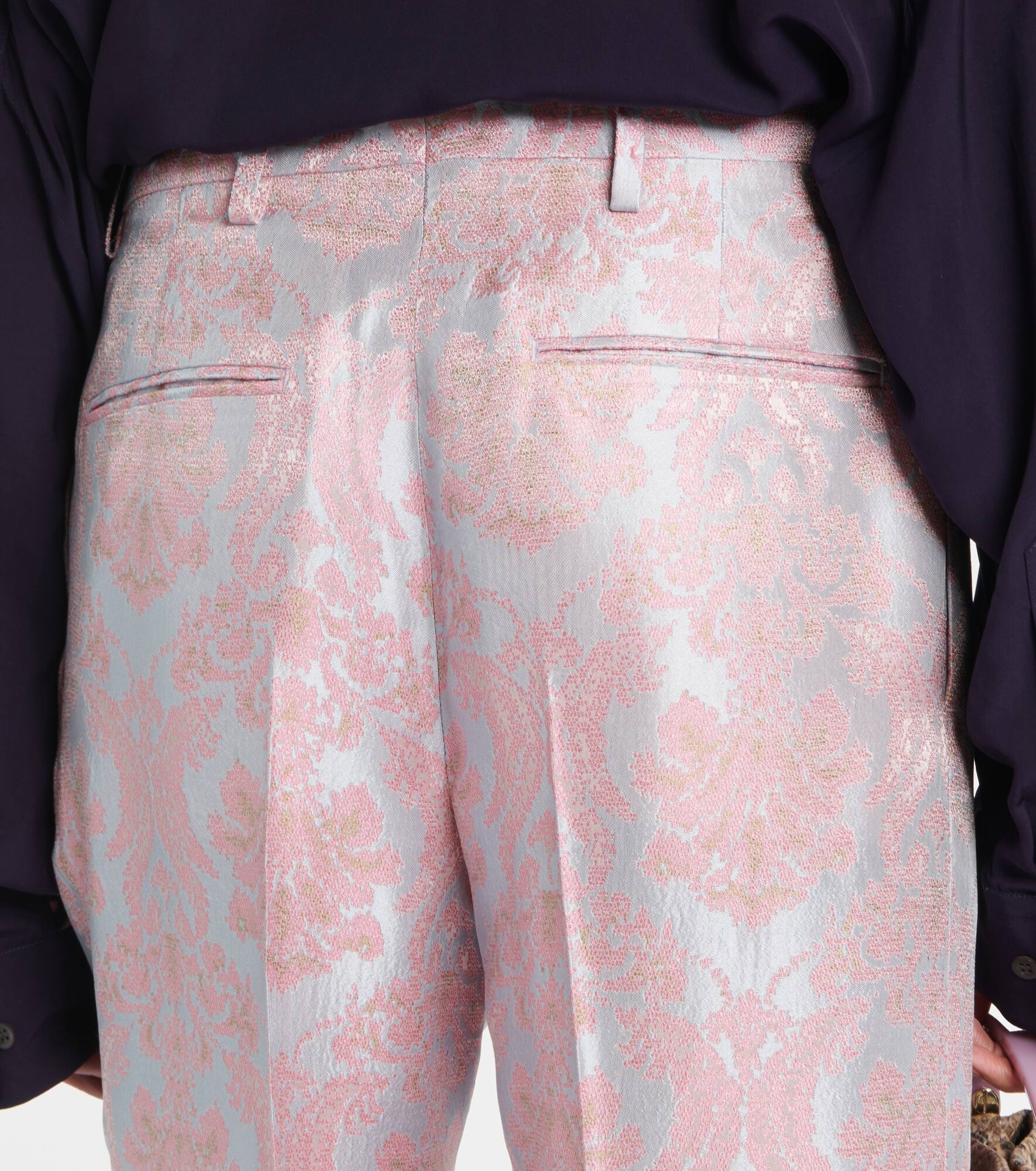 Floral jacquard straight pants - 6