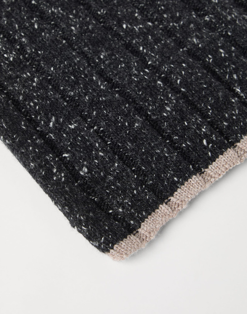 Brunello Cucinelli Flecked cashmere rib knit scarf outlook