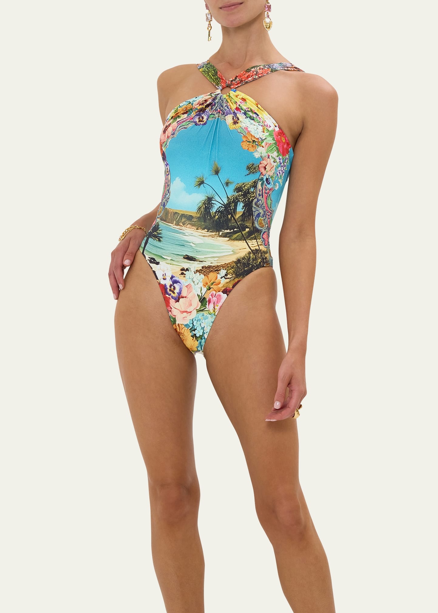 Bathing Bombshell High-Neck One-Piece Swimsuit - 4