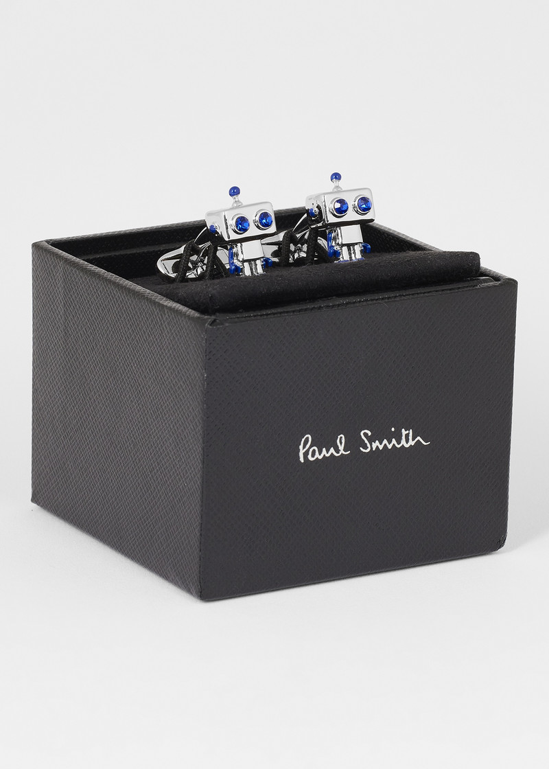 Silver and Blue Robot Cufflinks 3