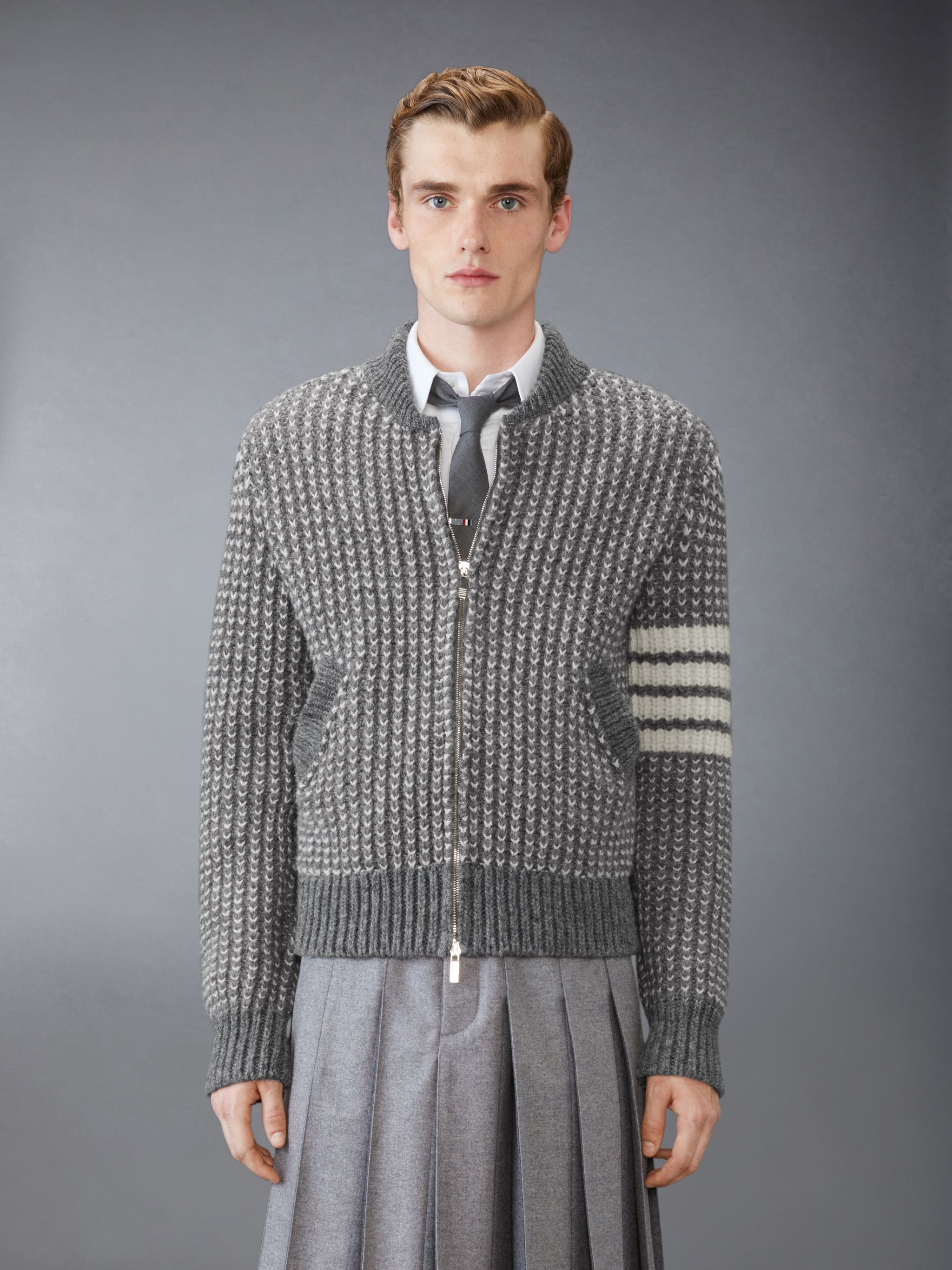 Irish Wool 4-Bar Bomber Jacket - 1