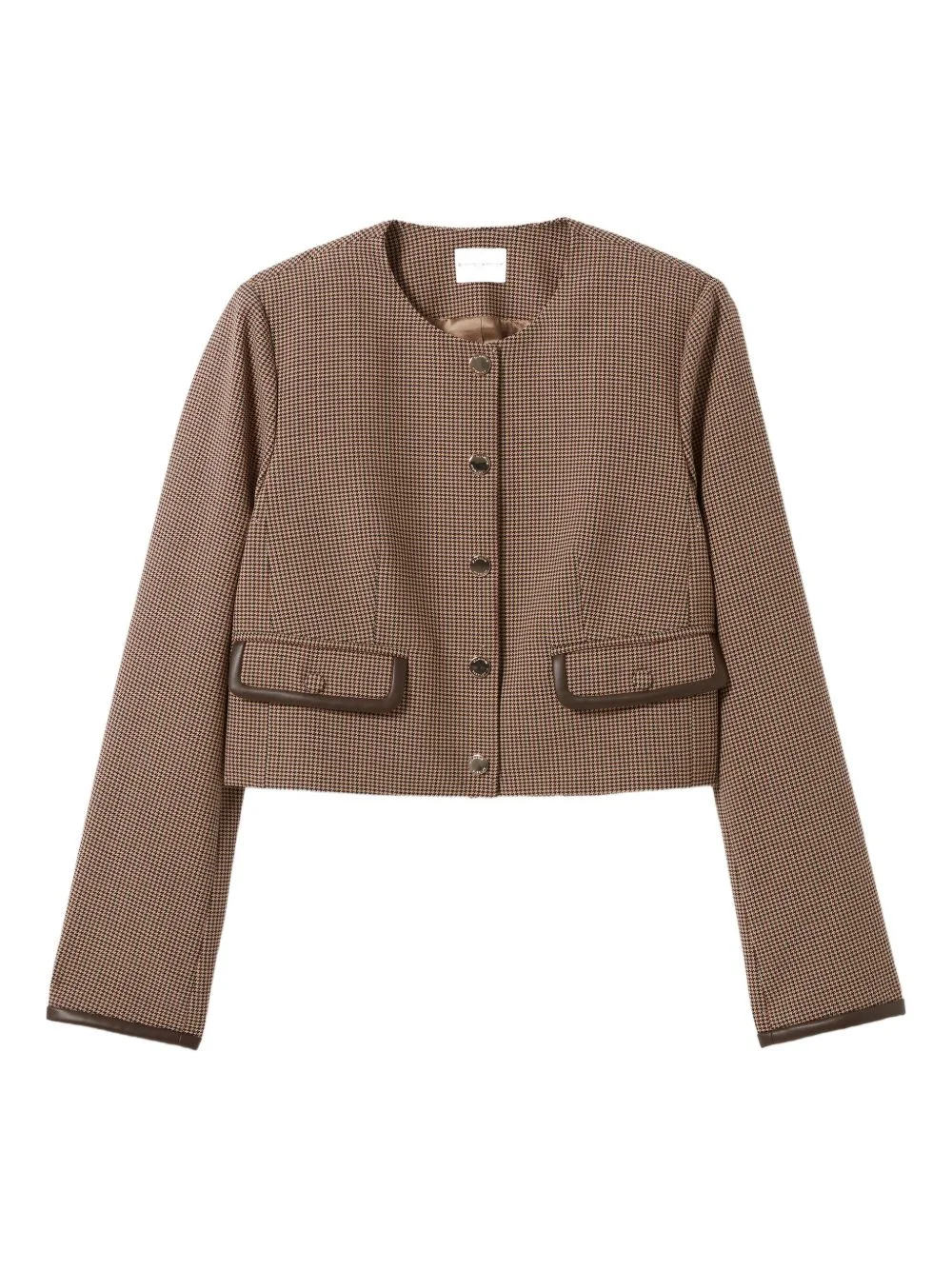 houndstooth-pattern cropped jacket - 1
