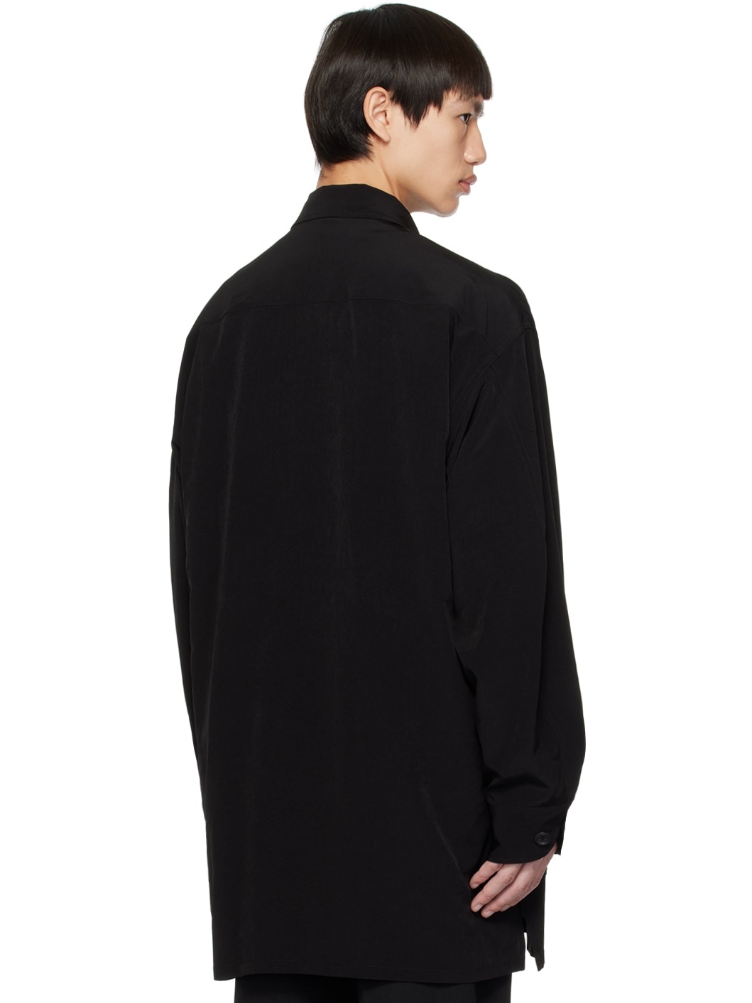 Black Spread Collar Jacket - 3