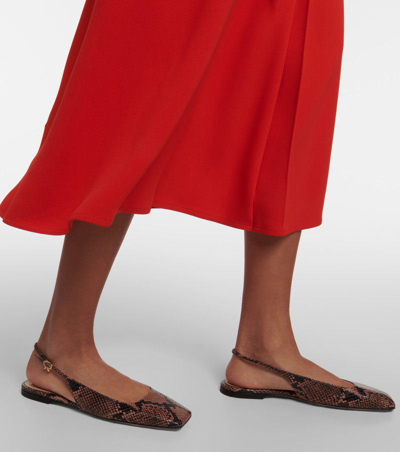Borneo snake-print leather slingback flats 4