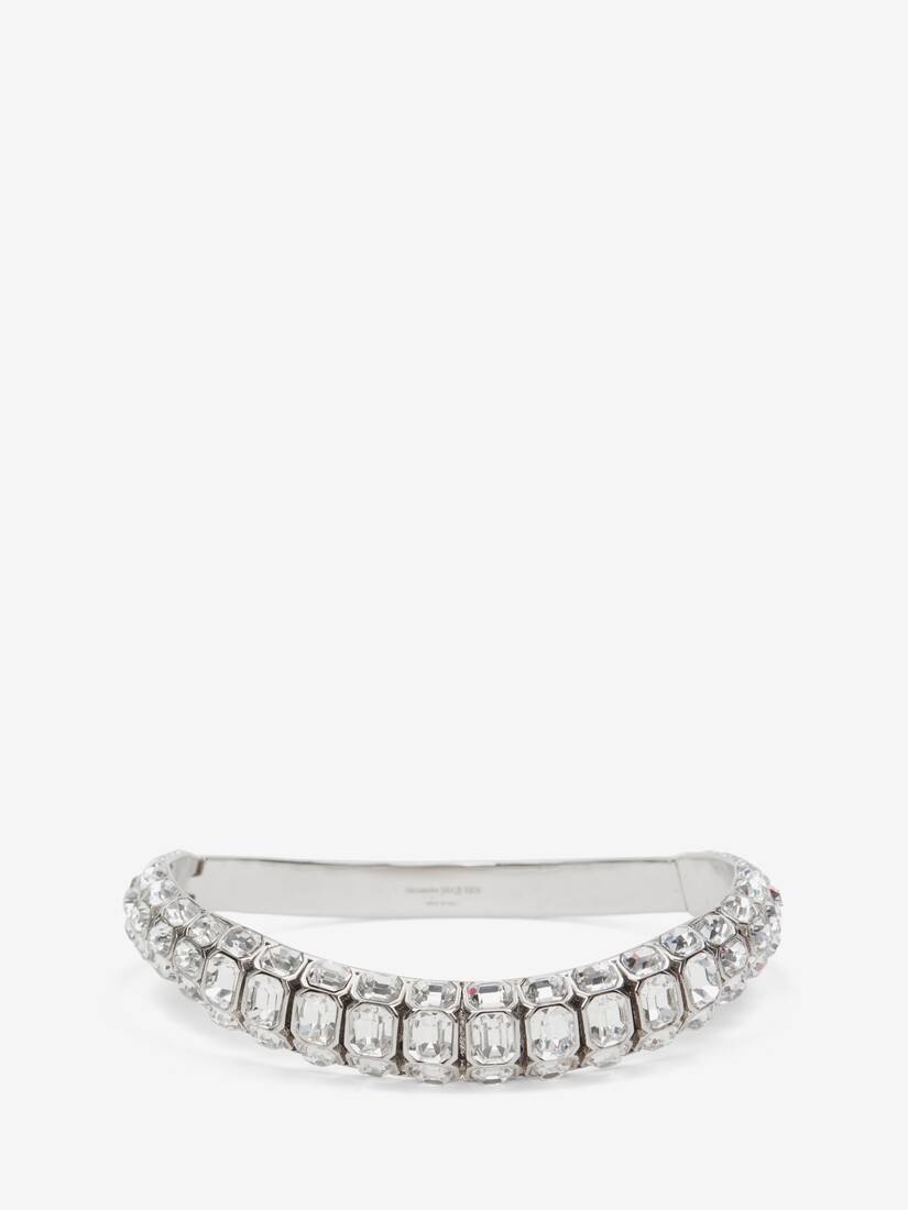 Women's Jewelled Choker in Antique Silver - 1