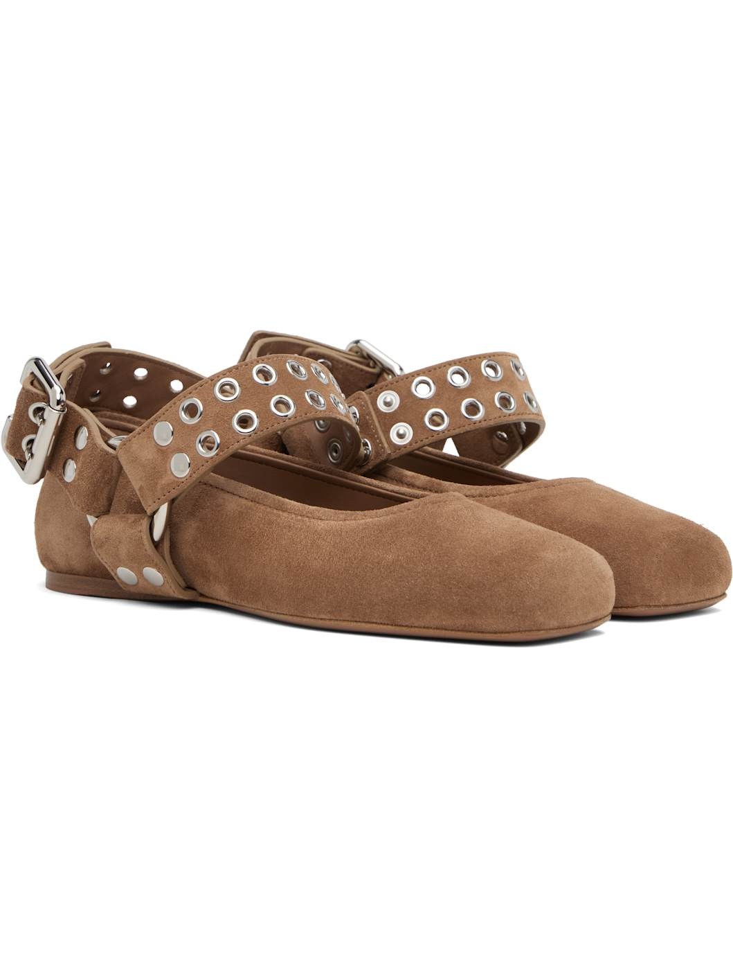 Brown Biker Ballerina Flats - 4