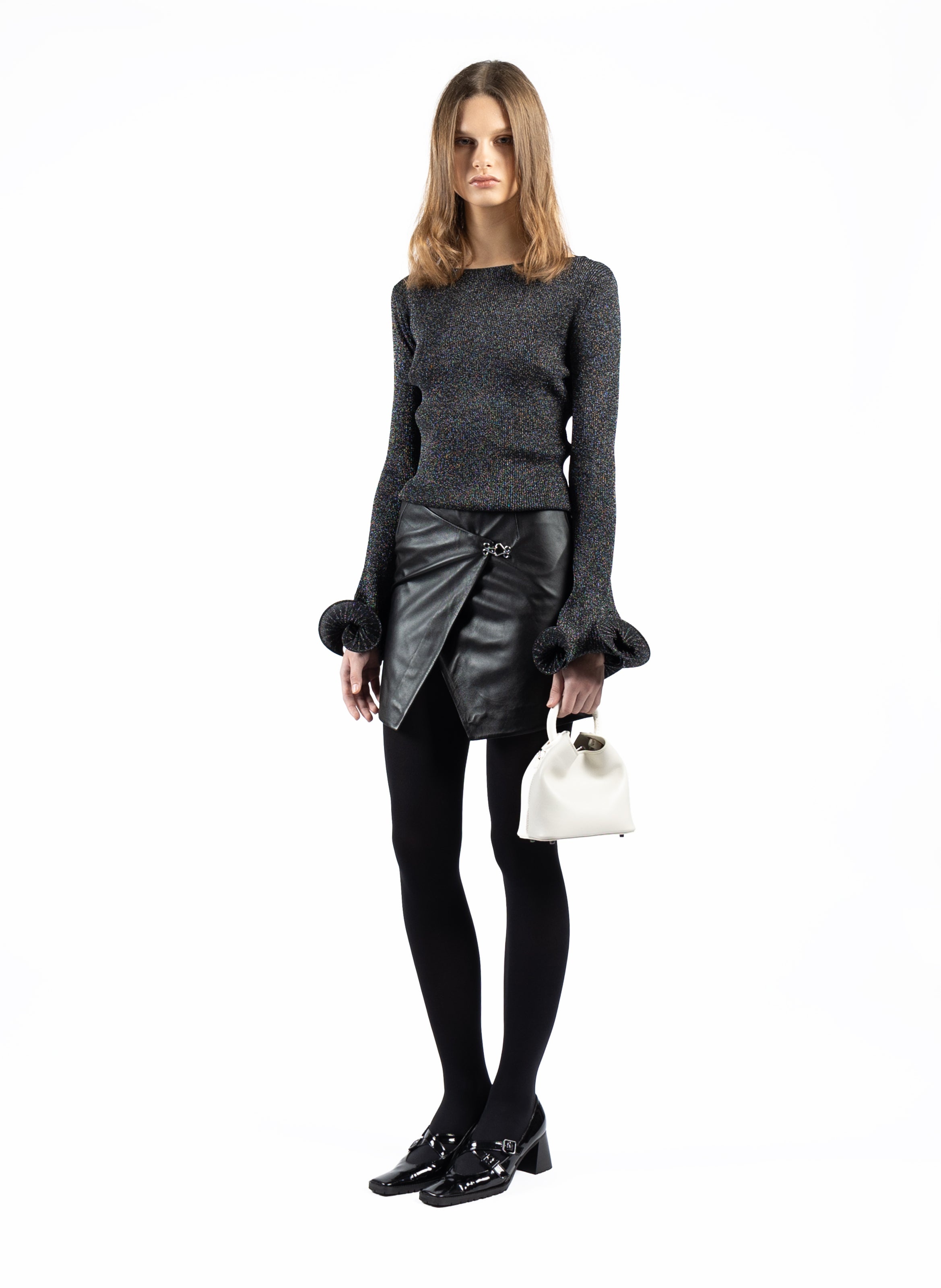 Leather Mini Skirt Black - 2