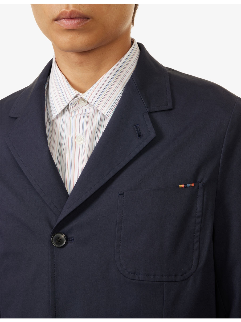 Notch-Lapels Regular-Fit Stretch-Cotton Blazer - 5