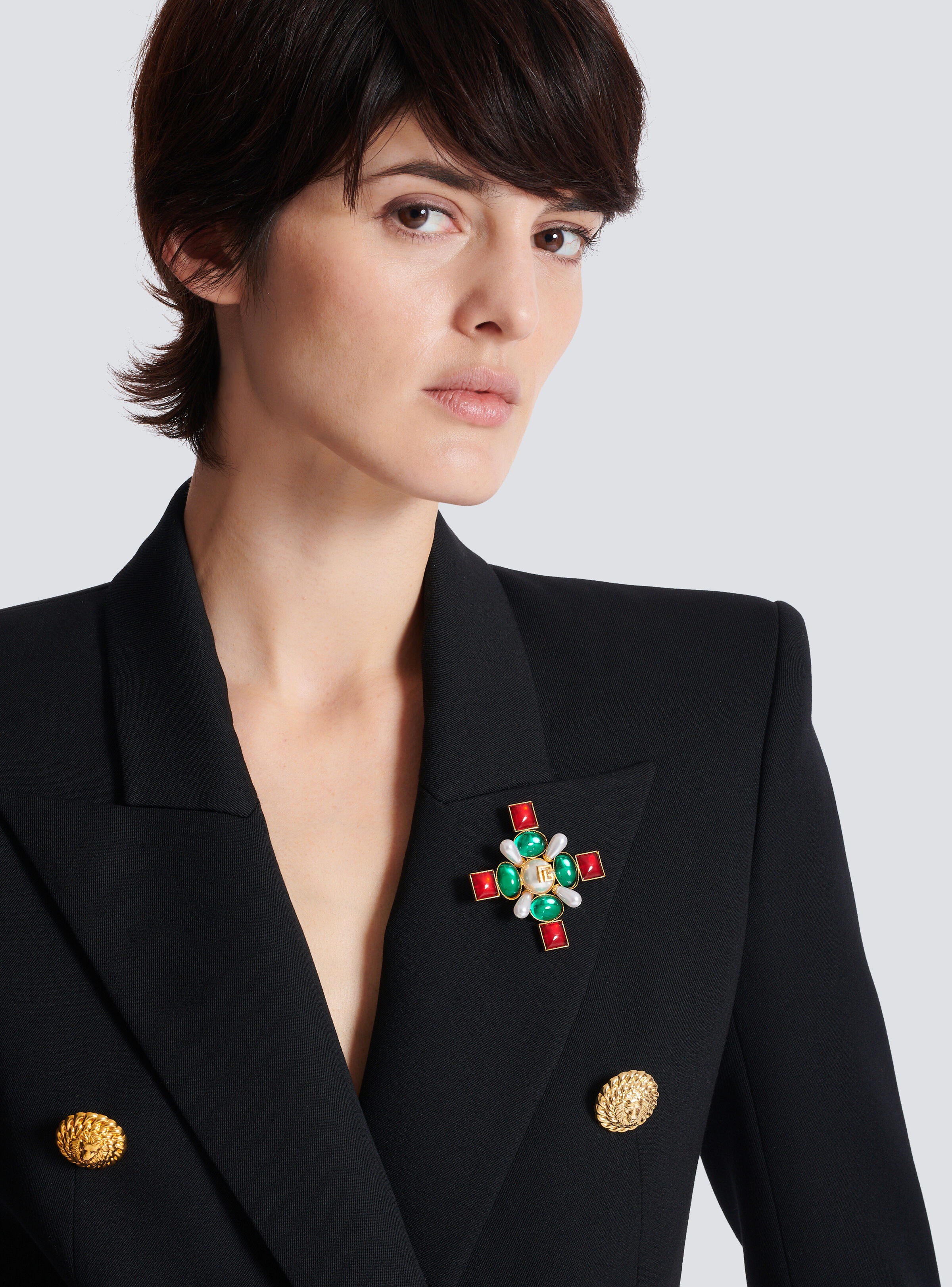 Baroque bead and crystal brooch - 2