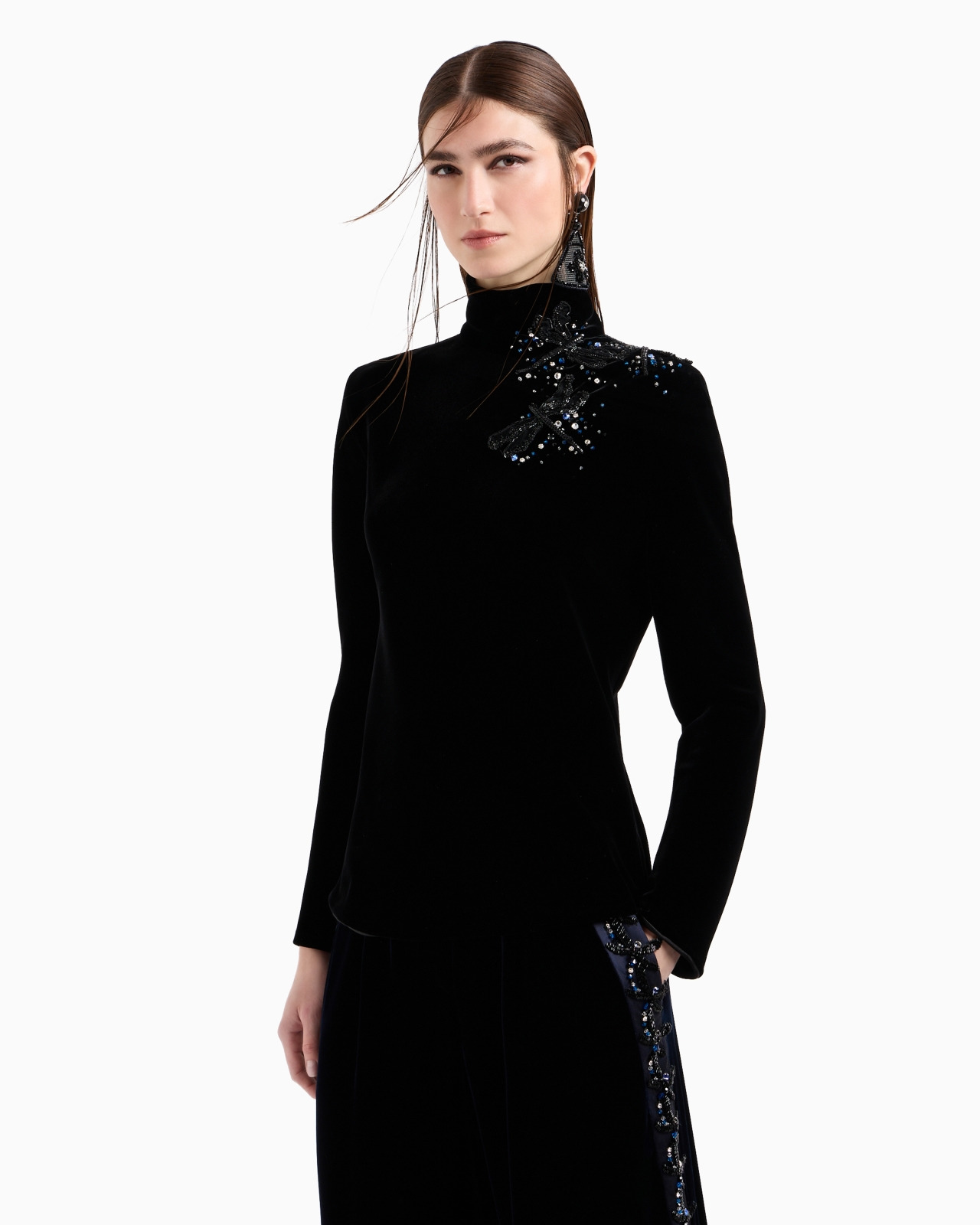 VELVET BLOUSE WITH DRAGONFLY EMBROIDERY - 4