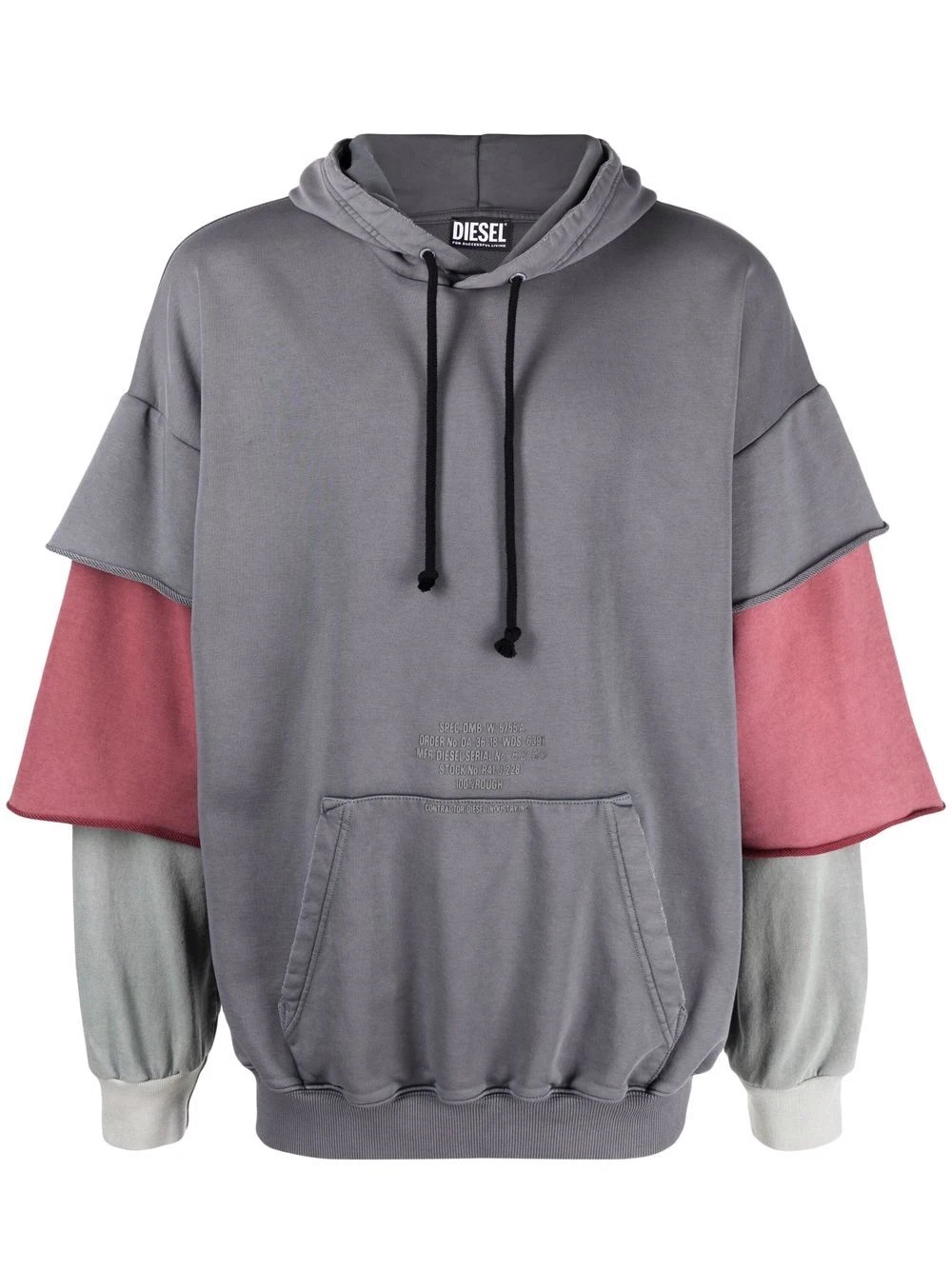 layered-sleeves cotton hoodie - 1