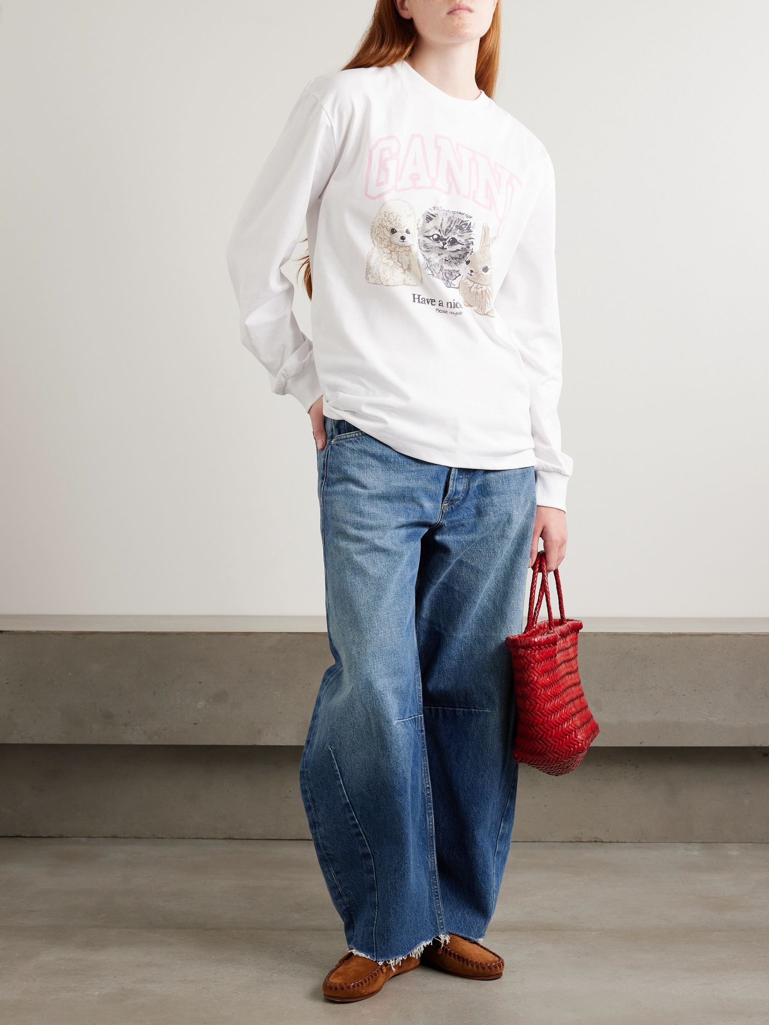 Oversized printed organic and recycled cotton-jersey sweatshirt White - 2