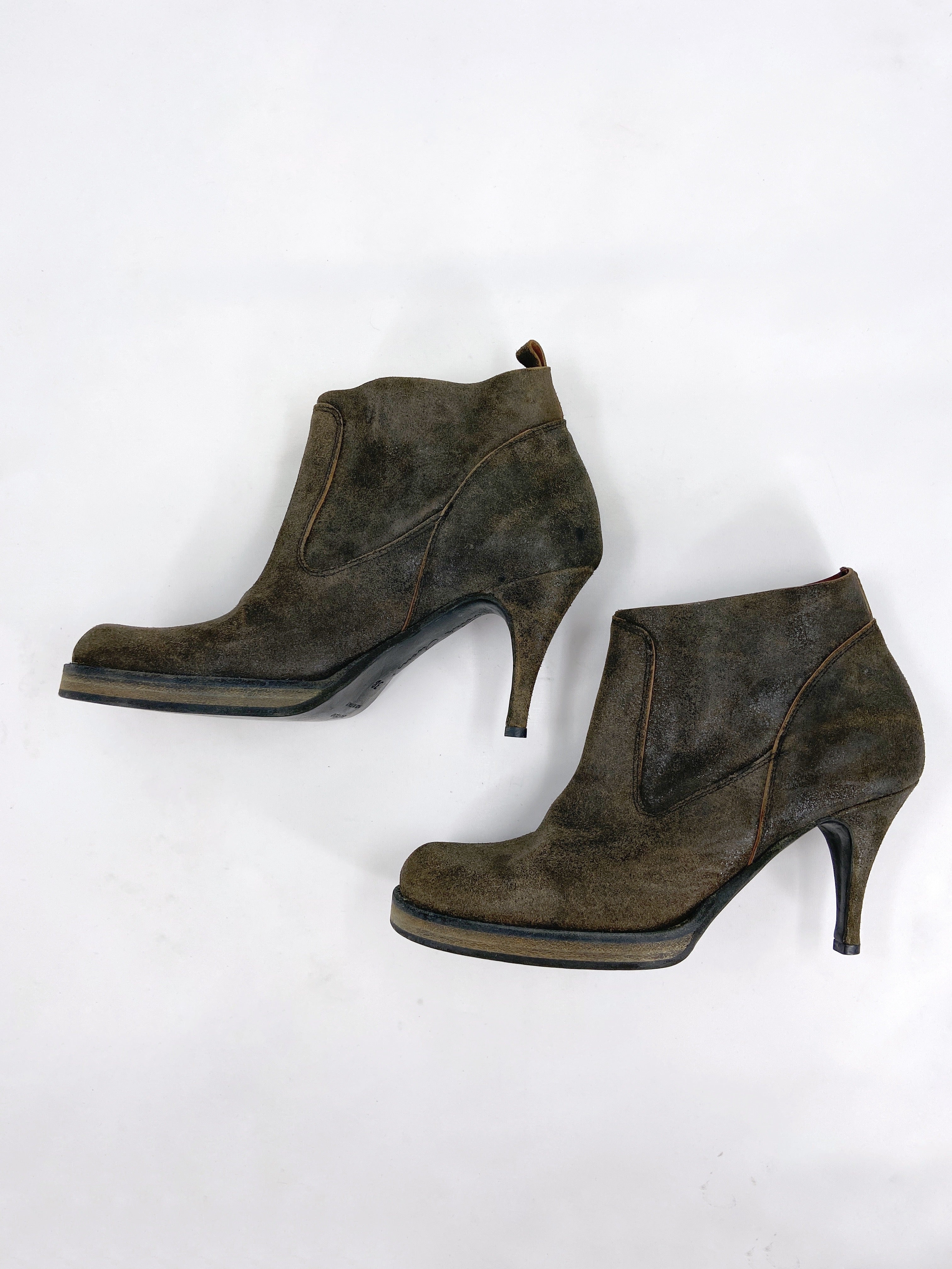 Rick Owens Spring 2006 TUNGSTEN Blistered Leather Heels Boots 38 - 4