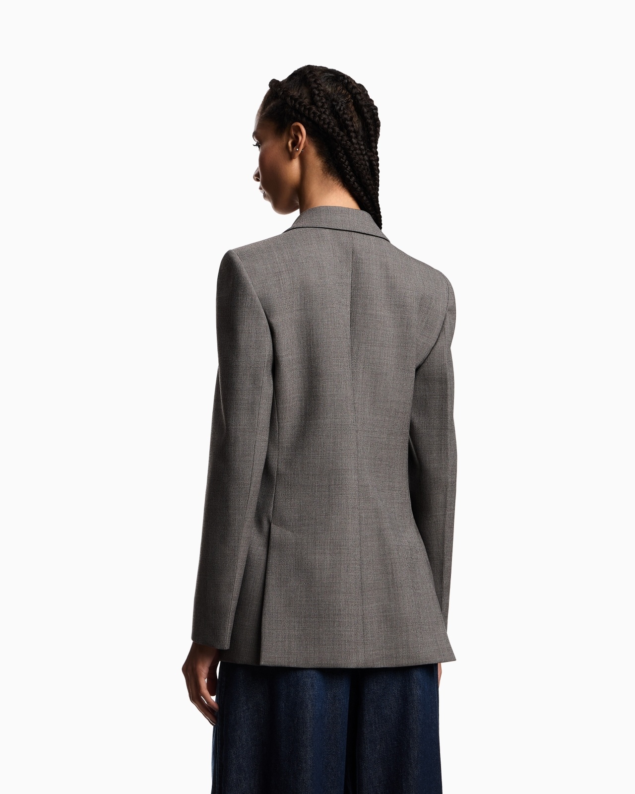SINGLE-BREASTED BLAZER IN MOULINÉ WOOL CRÊPE - 3