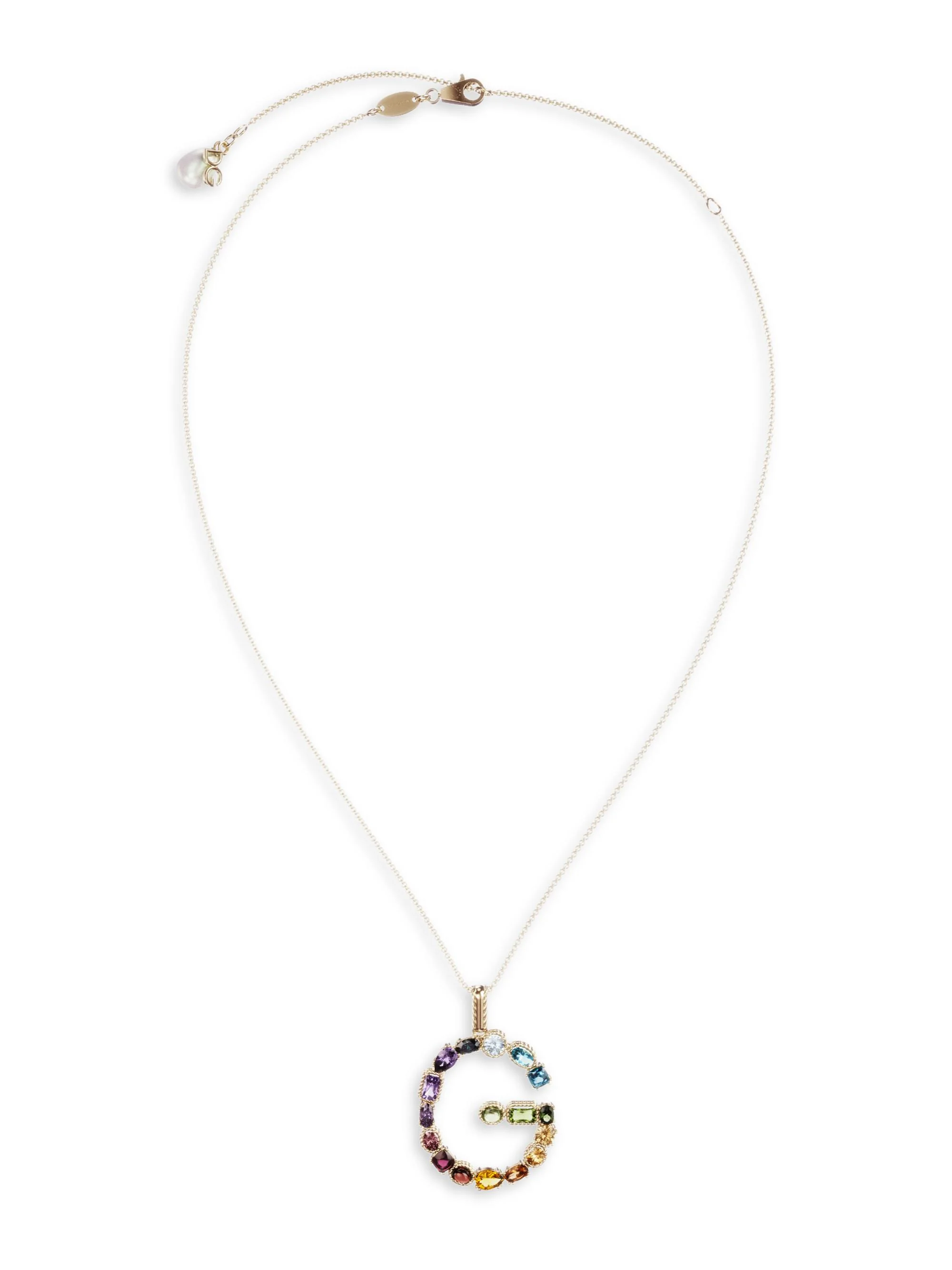 Women's Rainbow Alphabet 18K Gold & Gemstone Initial Pendant Necklace - G - 1