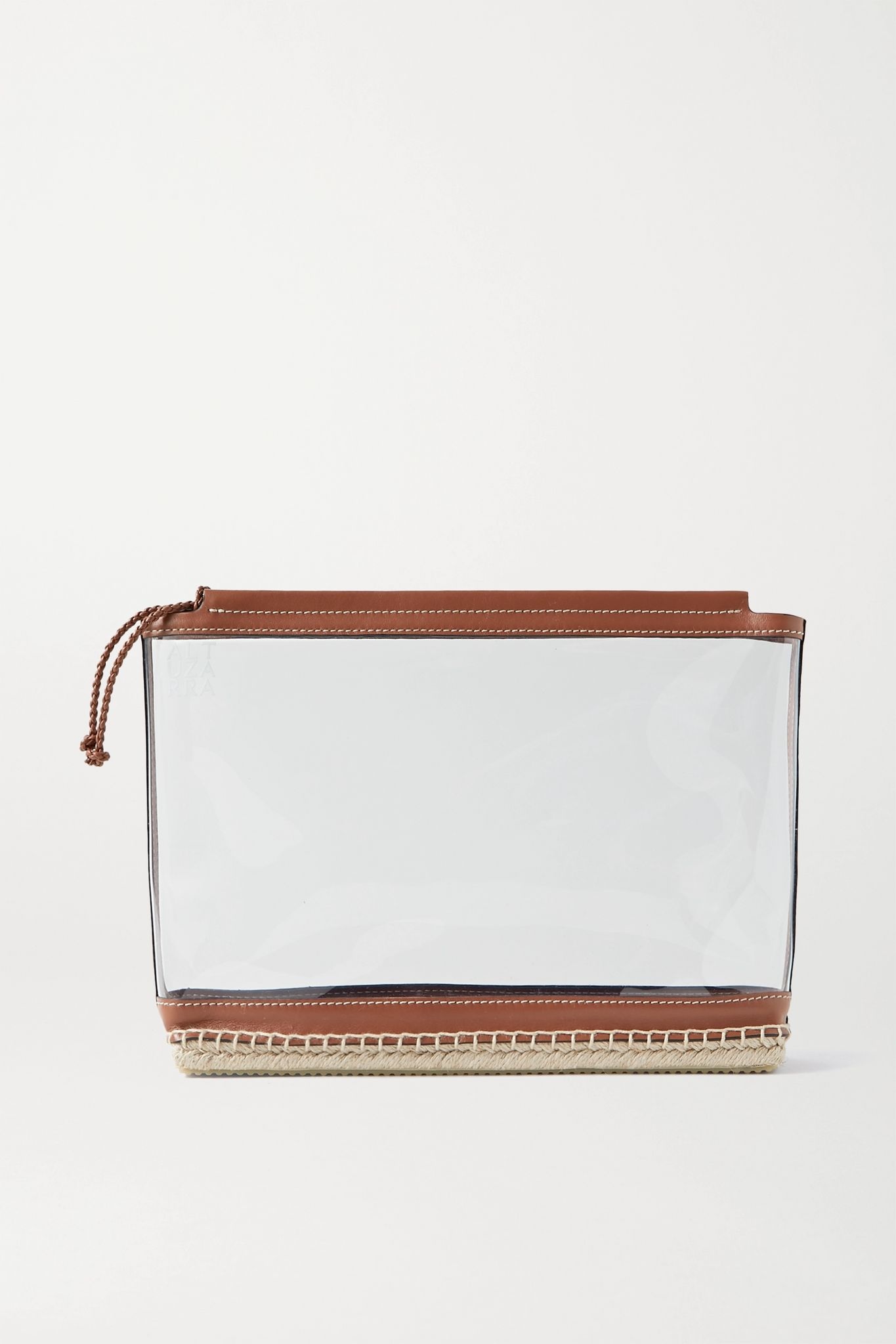 Espadrille leather and jute-trimmed PVC clutch - 1