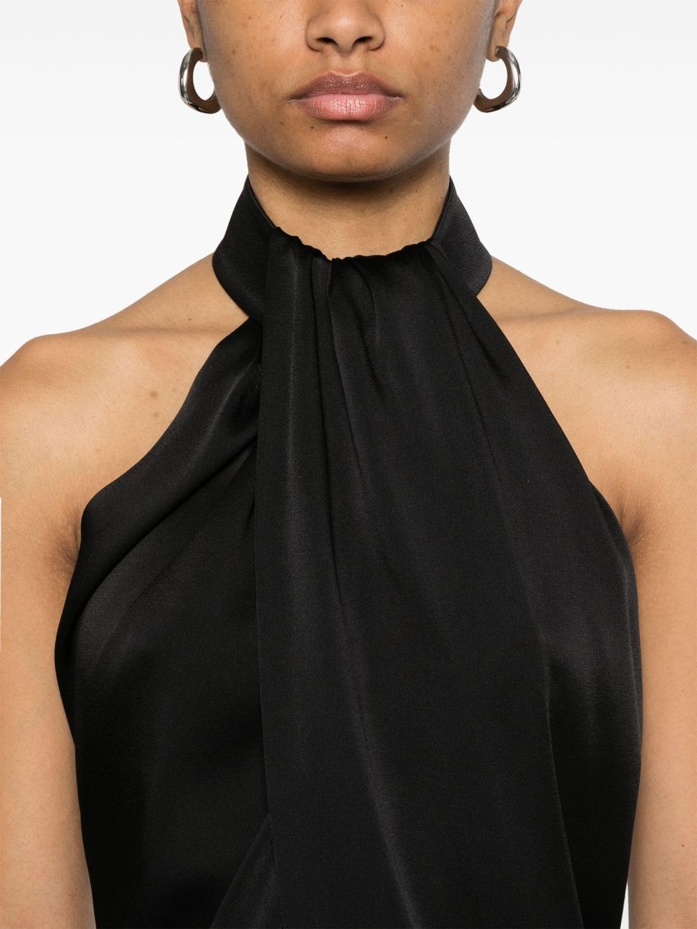 satin halterneck tank top - 5