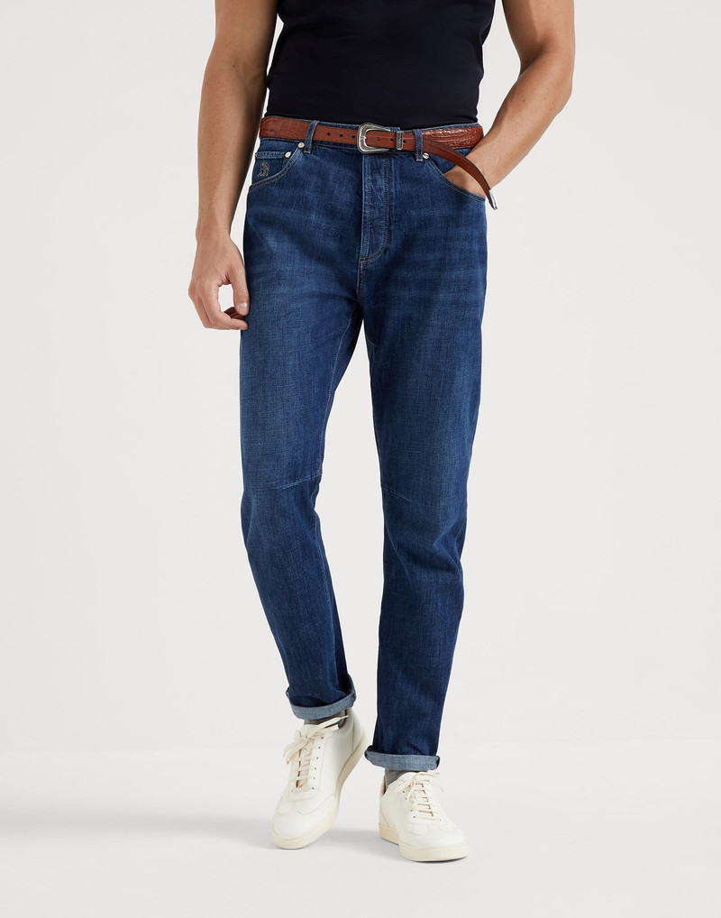 Lightweight denim leisure fit five-pocket trousers - 1